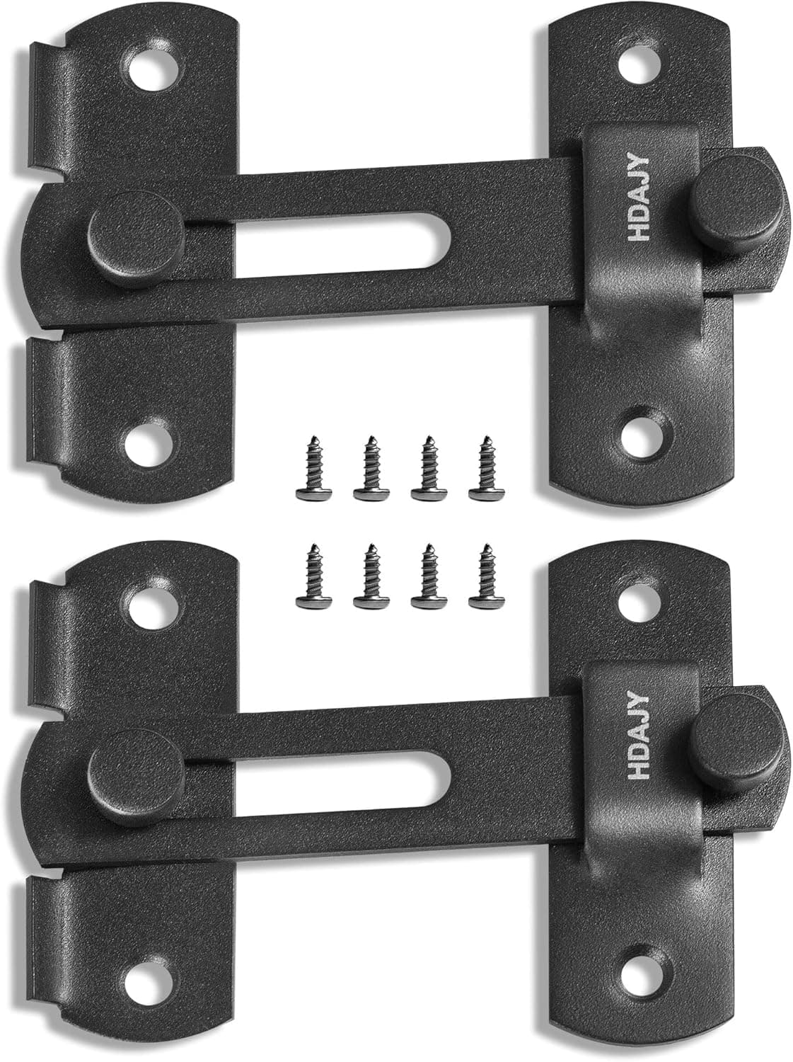 HDAJY 2pcs Door Lock Latch, Upgrade Door Latch, Metal Door Latches Gate Locks for Outdoor Fence, Matte Black.