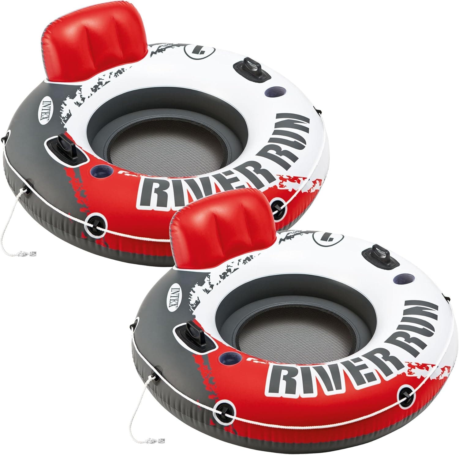 Intex Red River Run 1 Fire Edition Sport Lounge, Inflatable Water Float, 53" Diameter 2 Pack