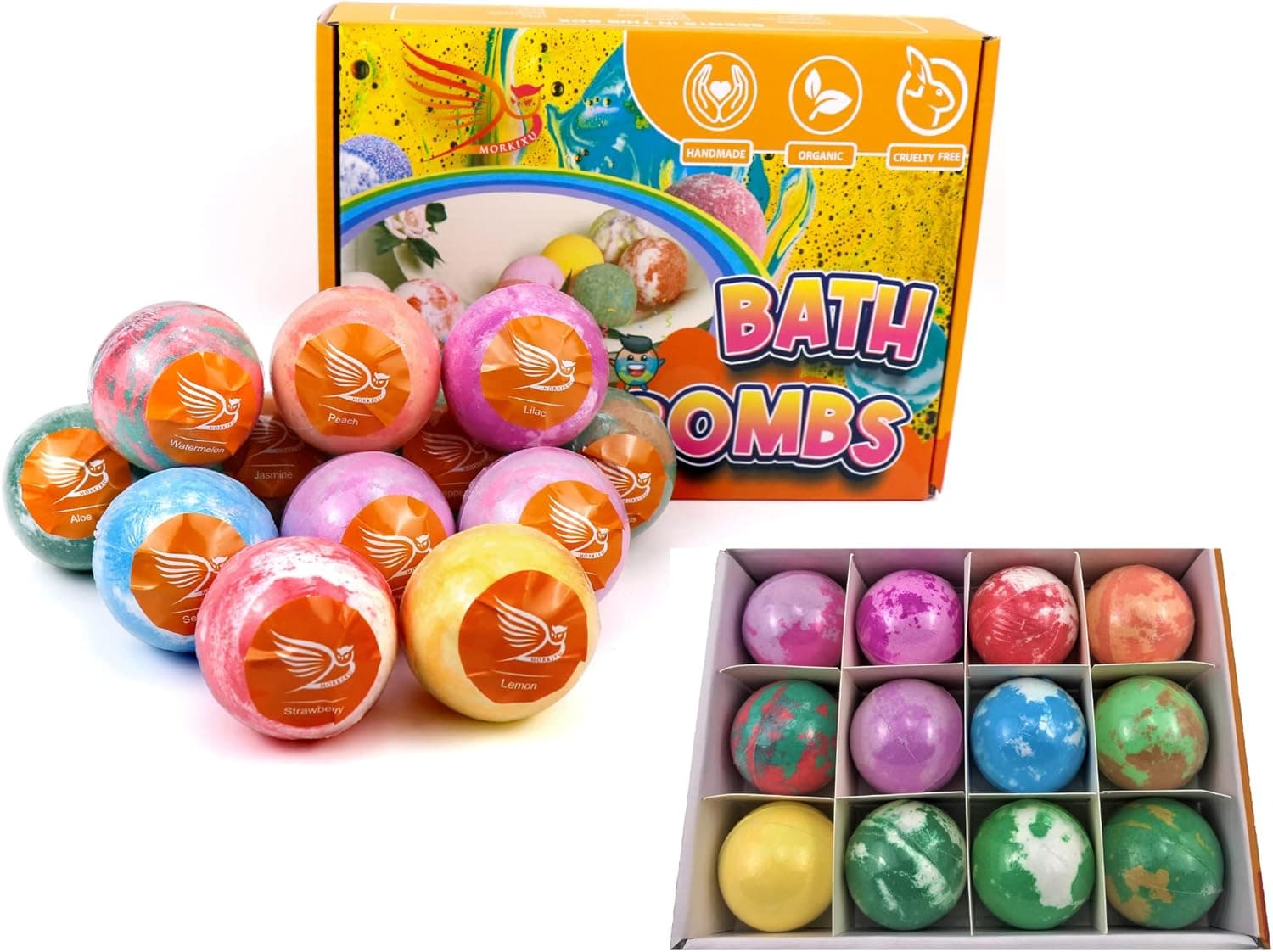 Morkixu All Natural Bath Bombs - Gift Set for Perfect Relaxing, Bubbling & Spa Bath (Ideal for Women, Girlfriend, Men, Kids, Valentine's Day, Mother's Day) - Enjoy Your Bath Time