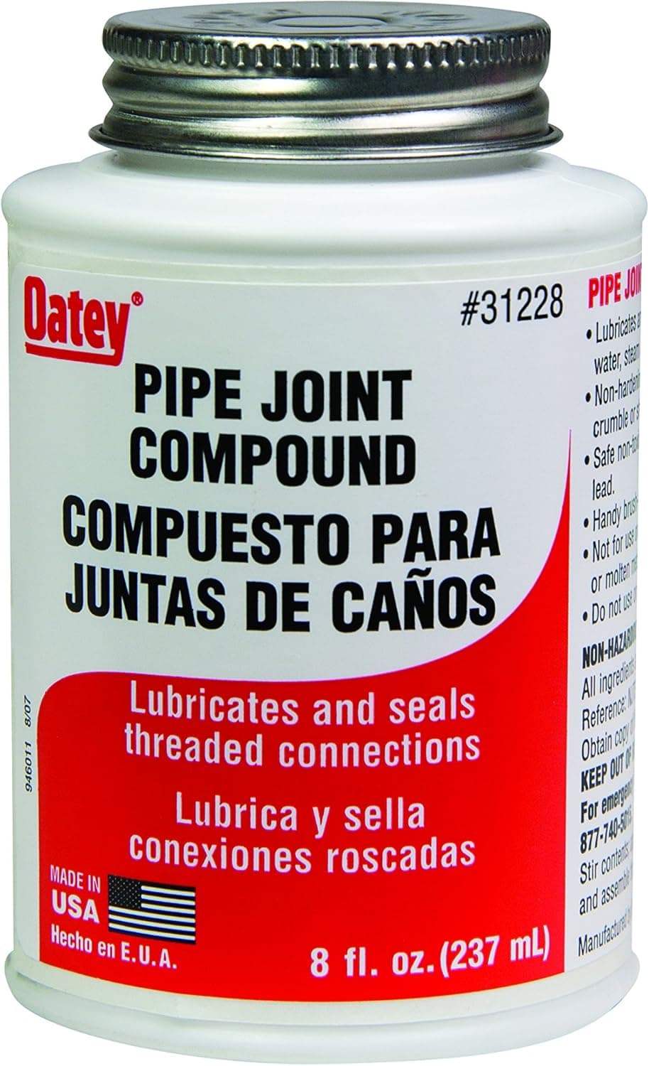 Oatey 31228 Pipe Fittings, 8 oz, Gray