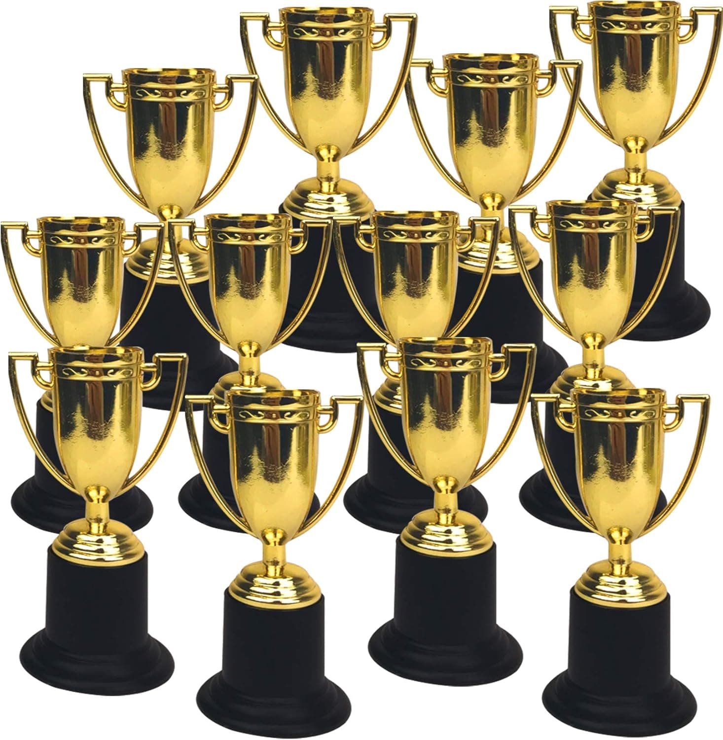 Playko Gold Trophy Cups - Pack of 12 Gold Cups - Plastic Gold Trophy for Awards - Mini Plastic Trophies - Gold Award Plastic Trophy Cup for Kids, Adults - Rewards for Winning Prizes, Competitions