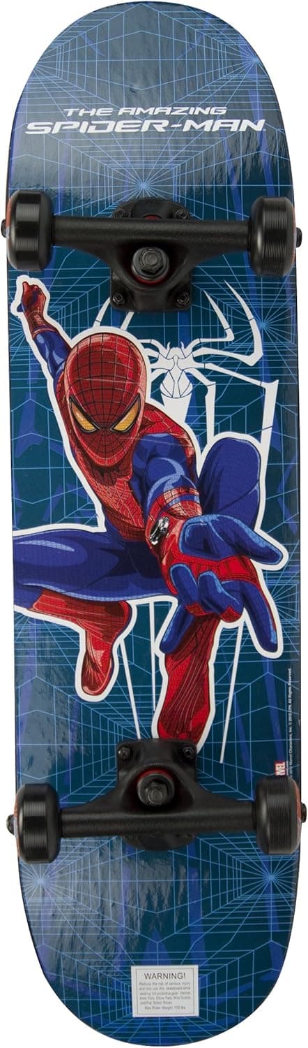 Spider-Man 28-Inch Kids First Complete Skateboard (Blue Spider)