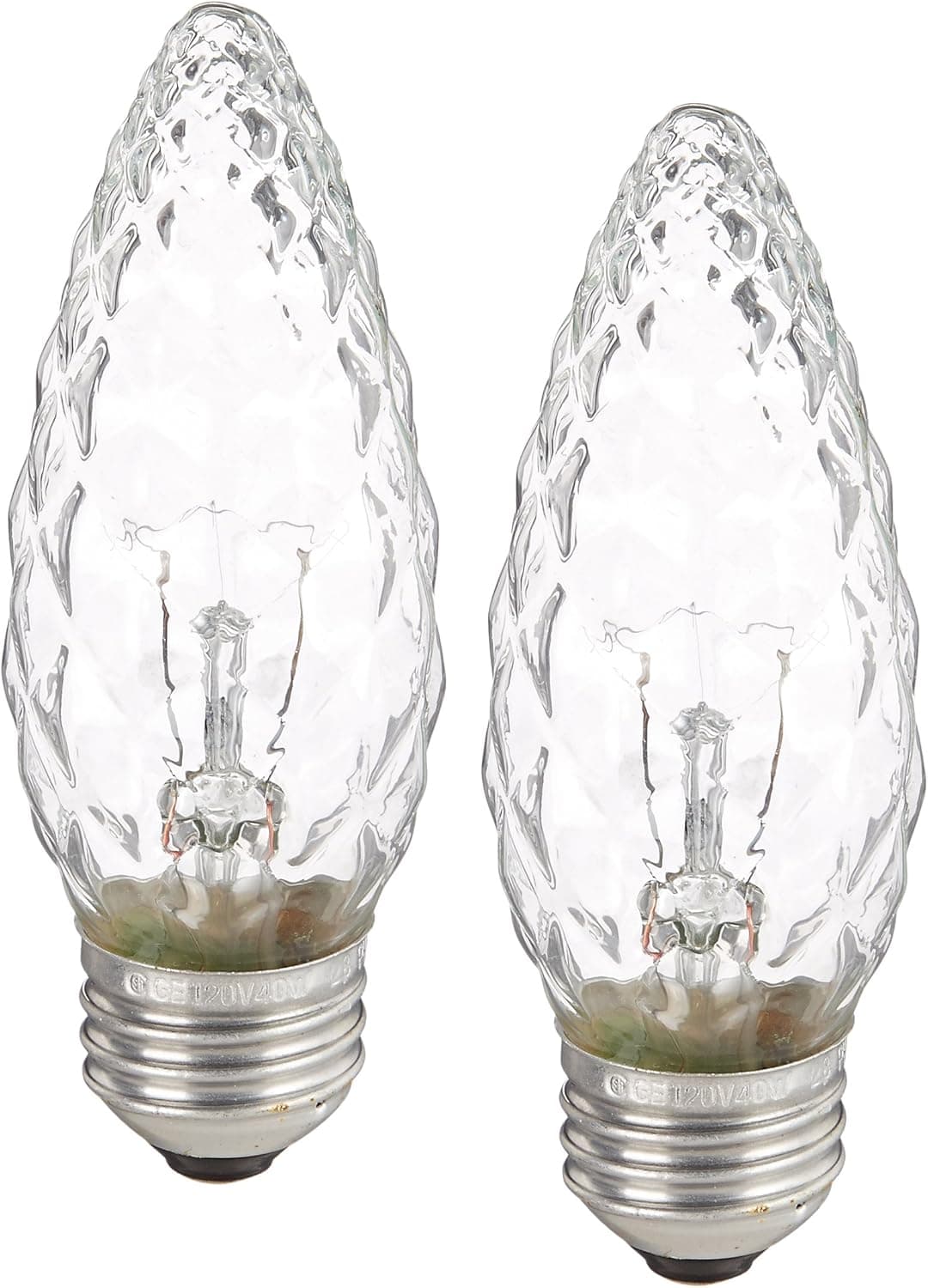 GE 40891 40-Watt 350-Lumen Decorative B13 Incandescent Light Bulb, Crystal Clear, 2-Pack