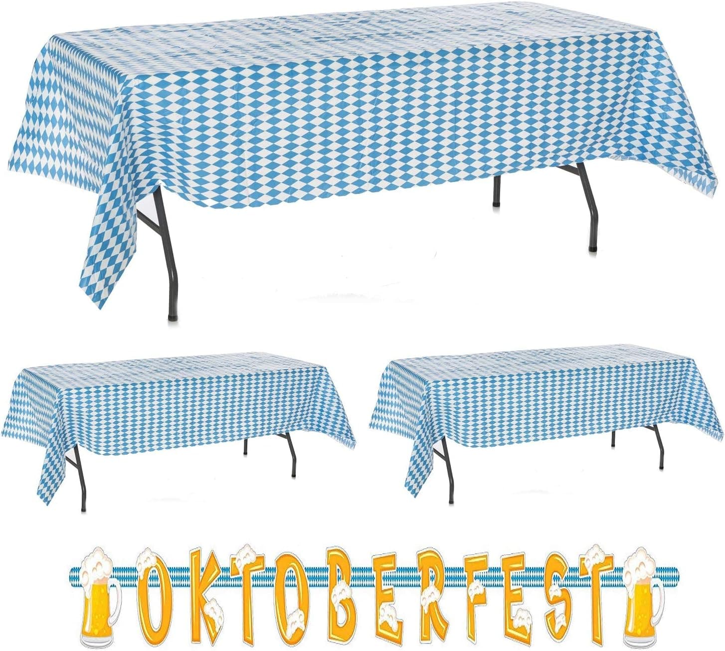 Oojami 3 pc Oktoberfest Table Cover & Oktoberfest Letter Banner Value Party Pack