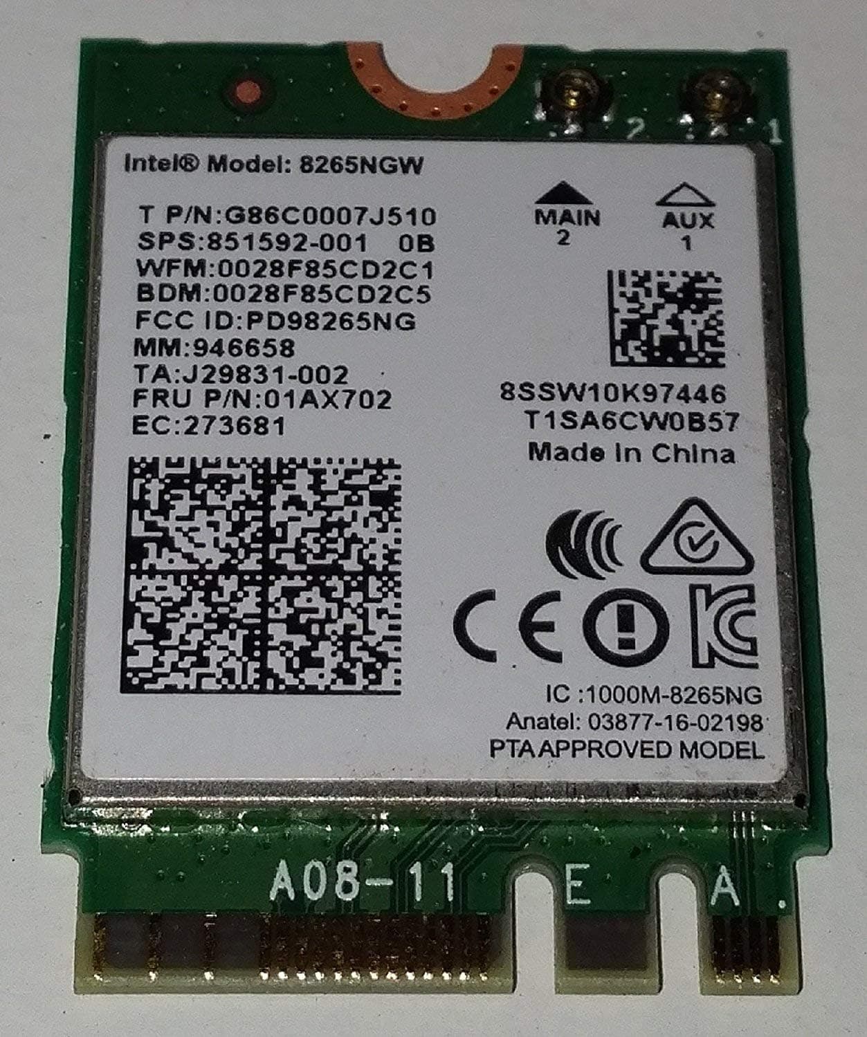 Intel Dual Band Wireless-Ac 8265 w/Bluetooth 8265.NGWMG
