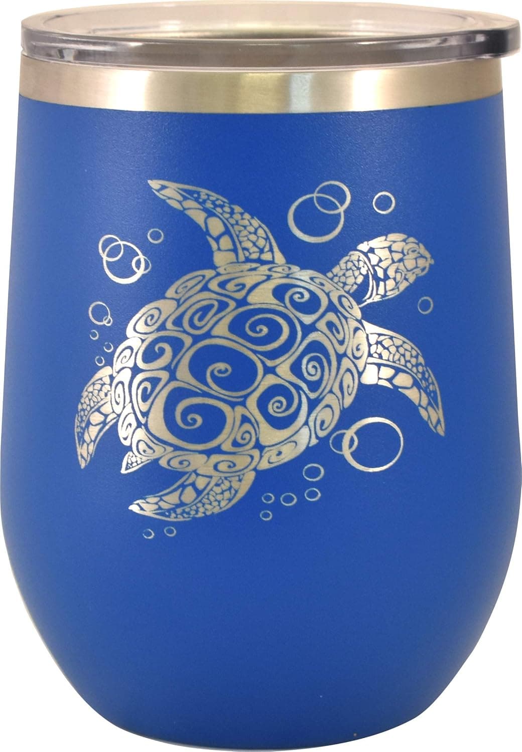 All Things Sea Turtles Double Wall Insulated Blue 12 oz Wine Tumbler, Sea Turtle, Blue
