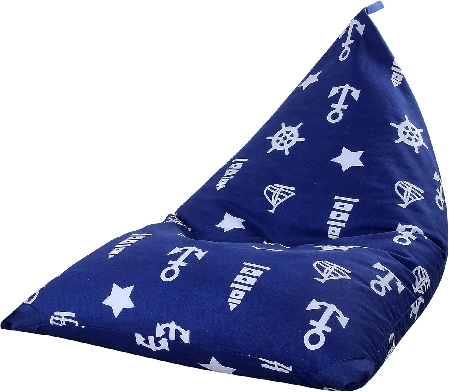 Modern Homes Stuffed Animal Storage Bean Bag Chair - Extra Large Stuff 'n Sit Organizer for Kids Toy Storage - fits 70-80 Stuff Toys or 200L /52 gal of Filler (Navy Blue, Nautical Design)