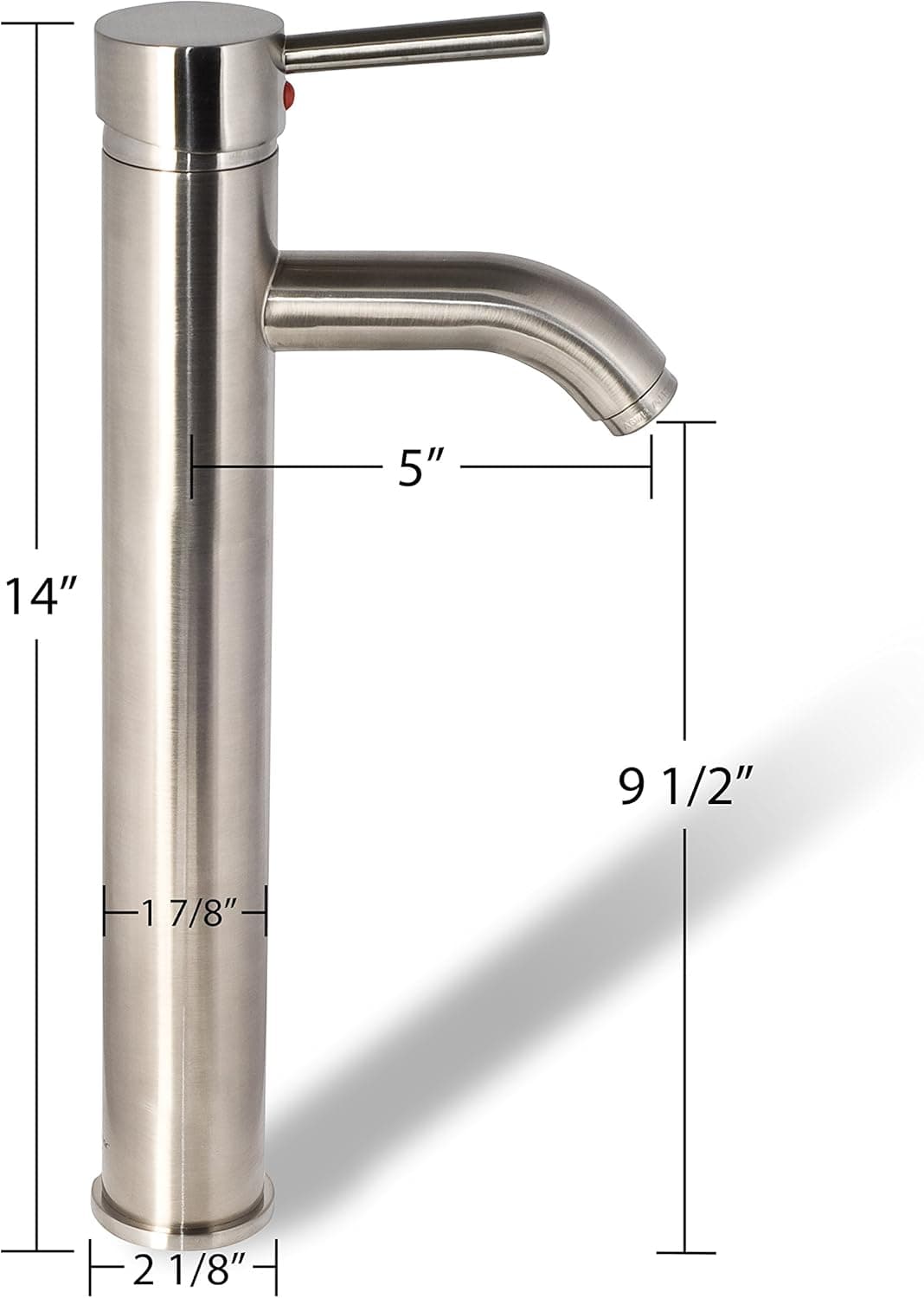 Decor Star® BRG01-TB-U Single Handle Bathroom Lavatory Vanity Vessel Sink Faucet UPC cUPC NSF Lead Free Tall Brushed Nickel