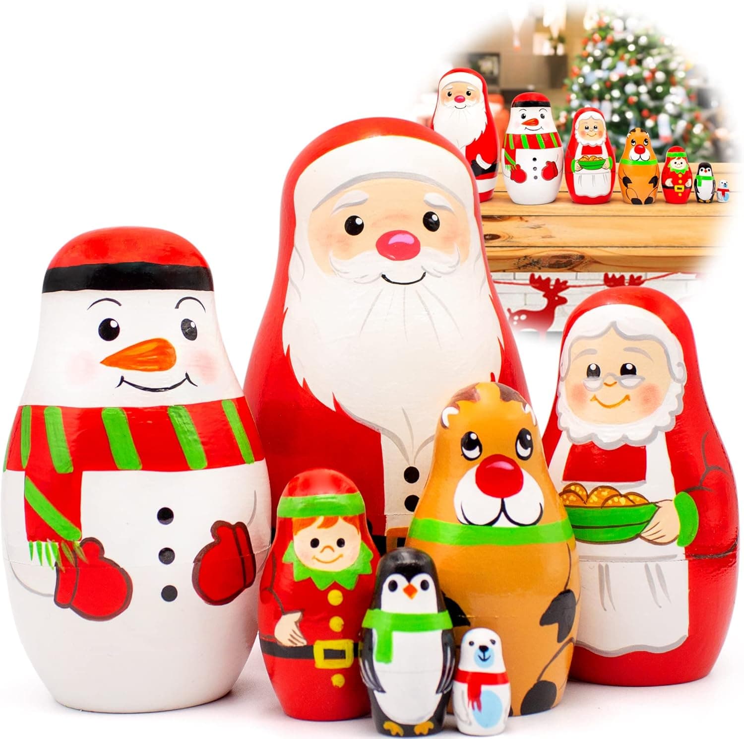 AEVVV Christmas Nesting Dolls Set 7 pcs