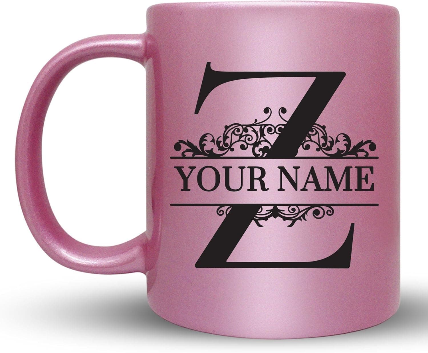 Z - Custom Monogram Coffee Mugs - ADD YOUR NAME - Personalized Ceramic Cups - 11oz