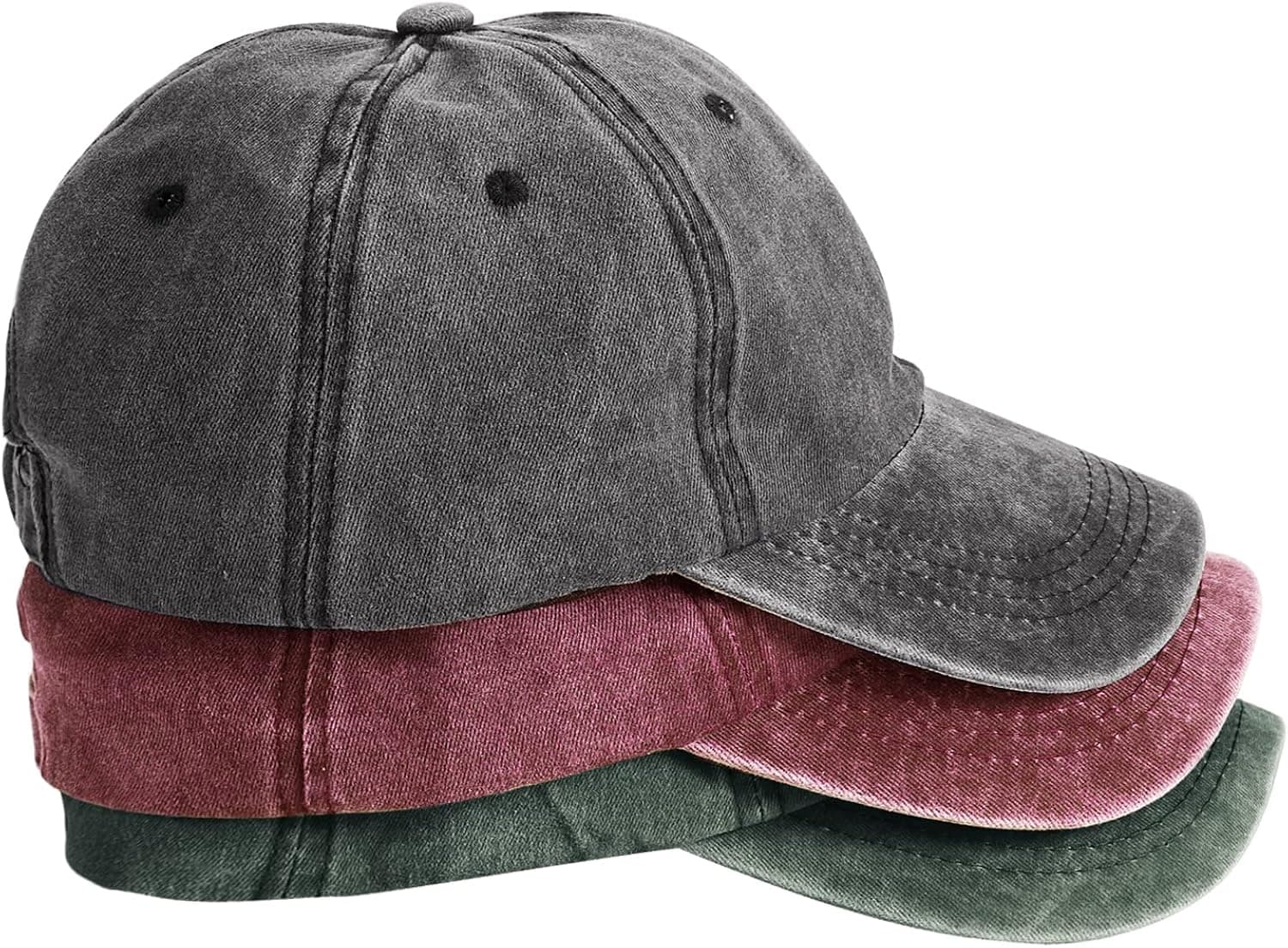 MEINICY 3 Pack Washed Plain Baseball Cap, Retro Adjustable Dad Hats Gift for Men/Women,Unstructured/Cotton