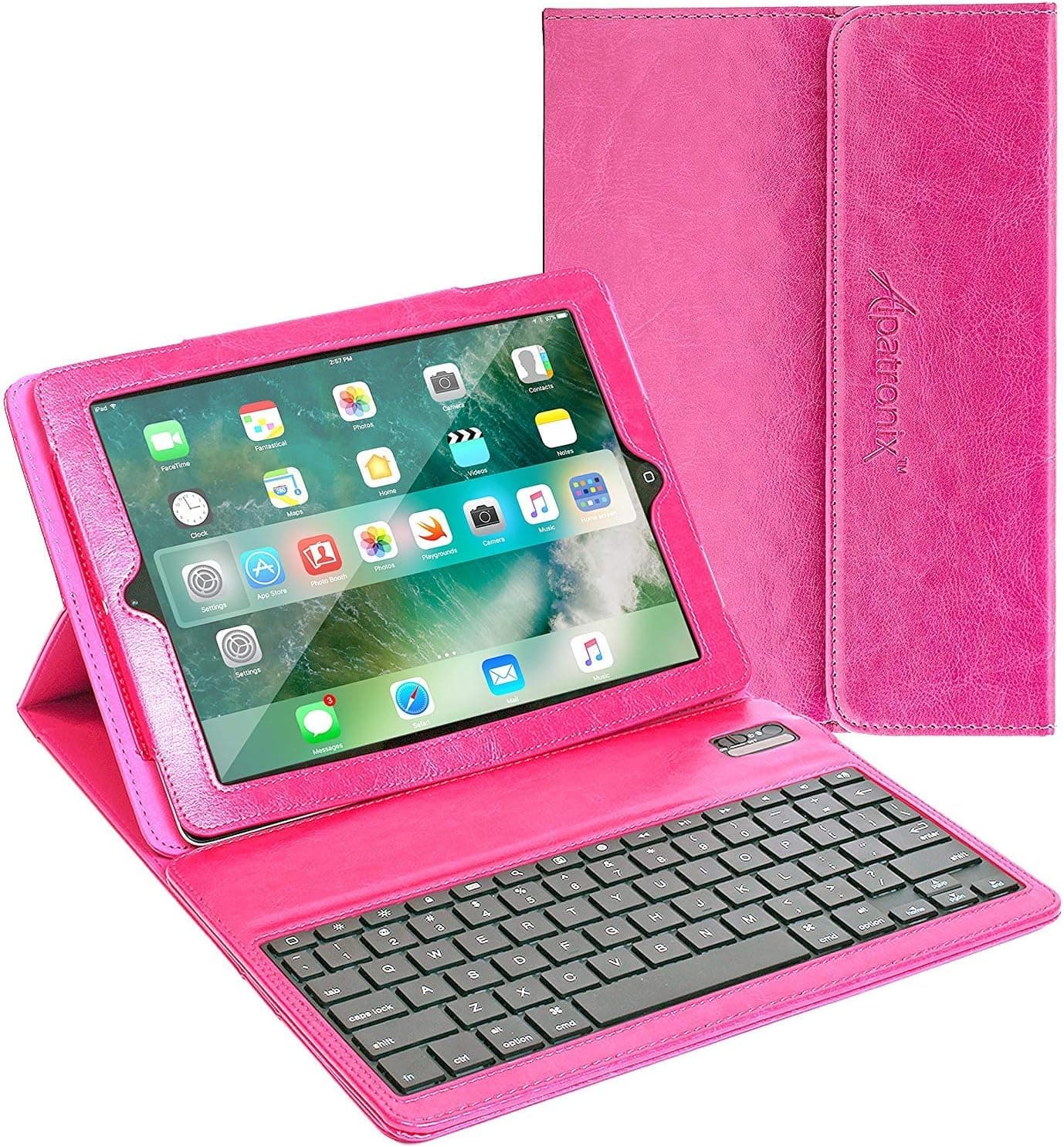 Alpatronix iPad Case with Keyboard, 9.7 inch KX130 Leather iPad Cover w/Detachable Wireless Bluetooth Keyboard Compatible w/Apple iPad 6 (2018), iPad 5 (2017), iPad Pro 9.7 & iPad Air 2/1 – Pink