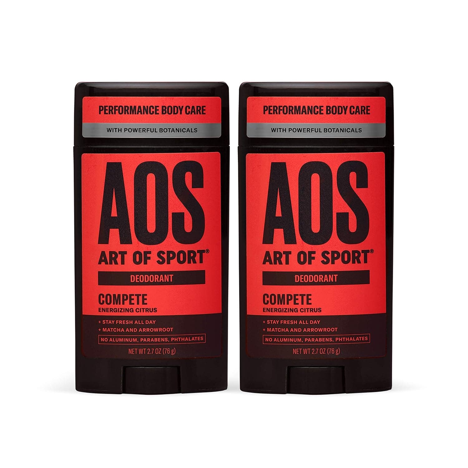 Art of Sport Men’s Deodorant, Aluminum Free, Citrus Fragrance, Made with Natural Botanicals, Moisturizing Tea Tree Soap, Made for Athletes, Compete Scent, 2.7 Ounce