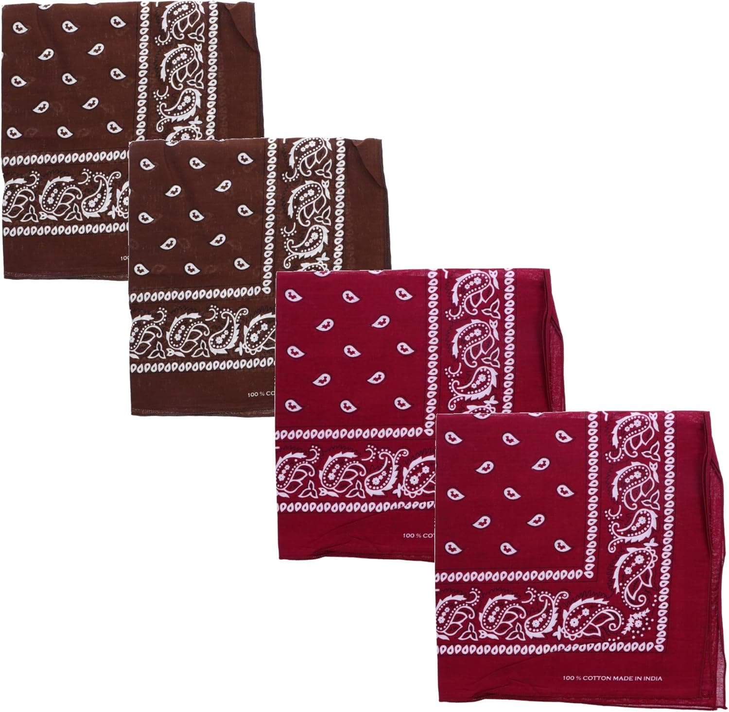 Motique Accessories Extra Large Paisley Bandana 27x27 Inch - Set of 4