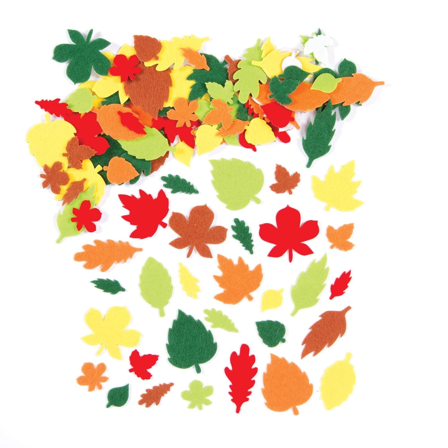 Baker Ross ET420 Leaf Felt Stickers - Pack of 144, Perfect for Children to Decorate Collages and Crafts, Multicolor
