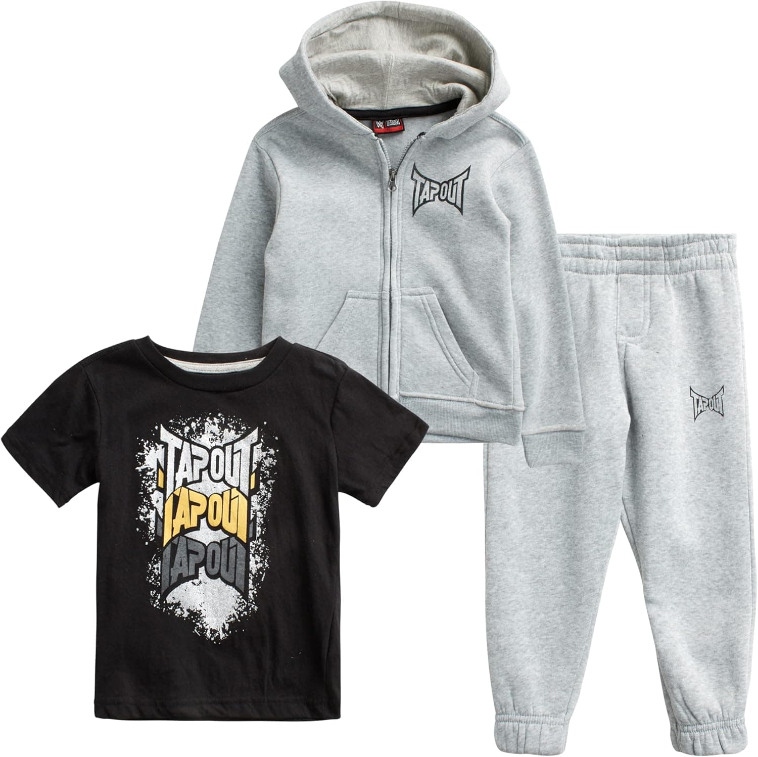 TAPOUT Baby Toddler Boys' Jogger Set - 3-Piece Fleece Sweatshirt, Sweatpants, and T-Shirt (12M-4T)
