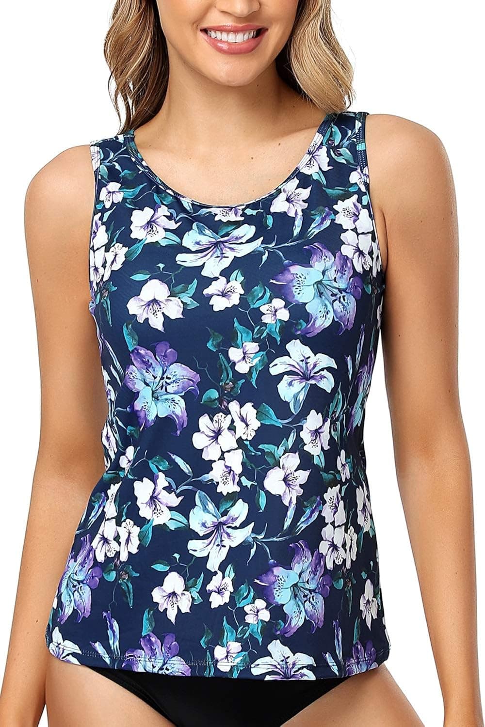 PERONA Women's Two Piece Swimwear Sexy V Neck Tummy Control Tankini Plus Size Swimsuit