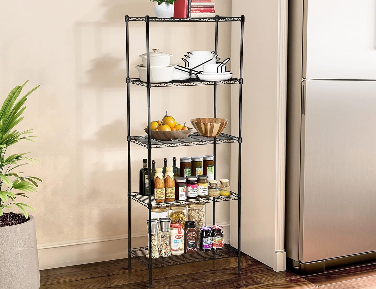 Storage Shelves, 5 Tier Commercial NSF Certified Metal Shelving, Heavy Duty Wire Shelving Unit for Kitchen Restaurant Bathroom Office Pantry, 14"Lx24"Wx60"H Metal Shelves For Storage Utility Shelf