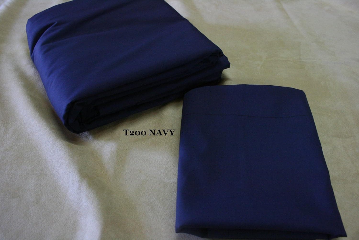 Linen Superstore Navy - 50/50 Cotton Percale Queen Waterbed Sheet Set with Free Stay Tuck Poles