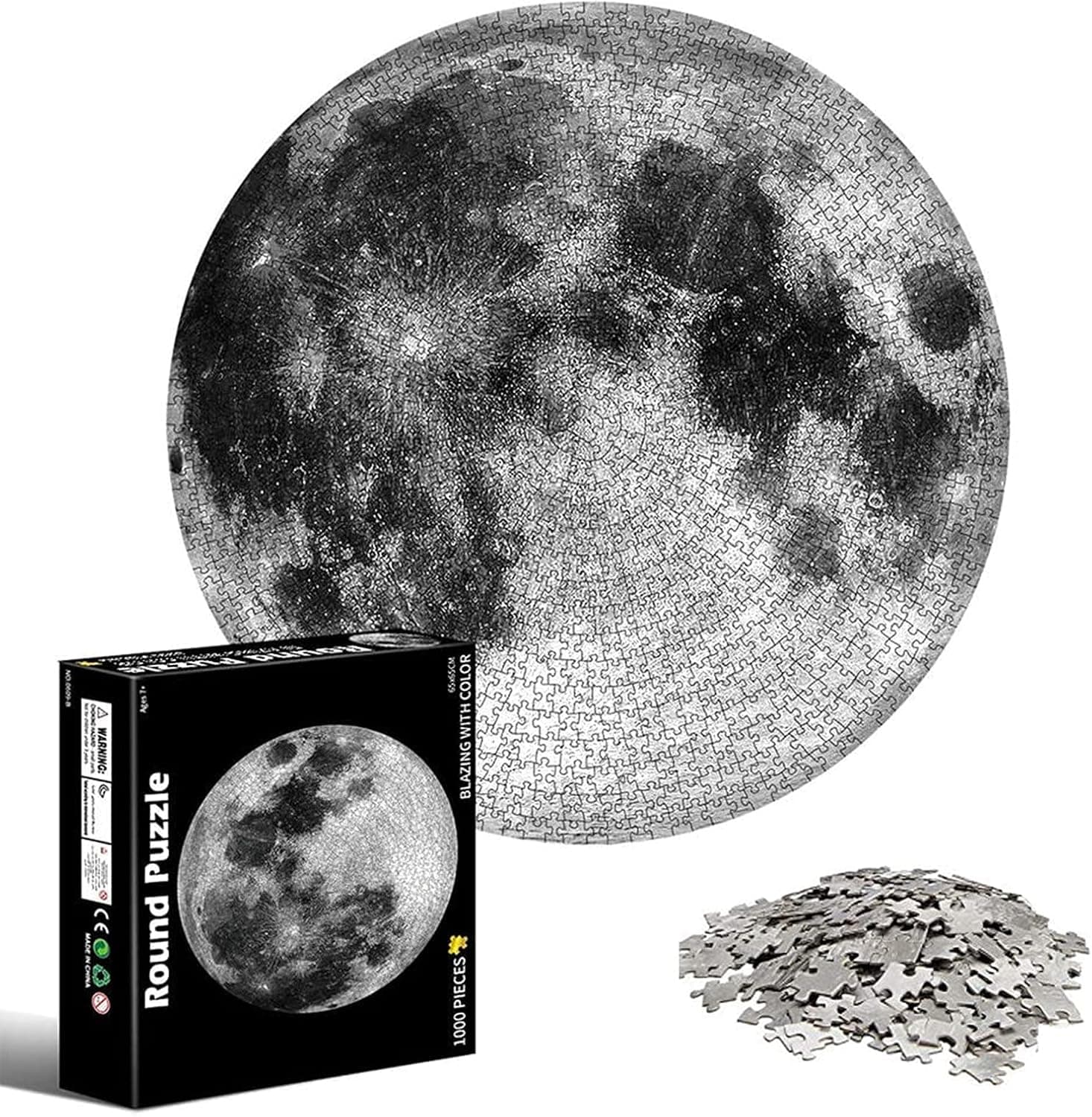 1000PCS Jigsaw Puzzles, BetterJonny Round Moon Surface Jigsaw Puzzle Educational Fun Game Puzzles As a Gift or Decor for Adults Teens Stress Relief