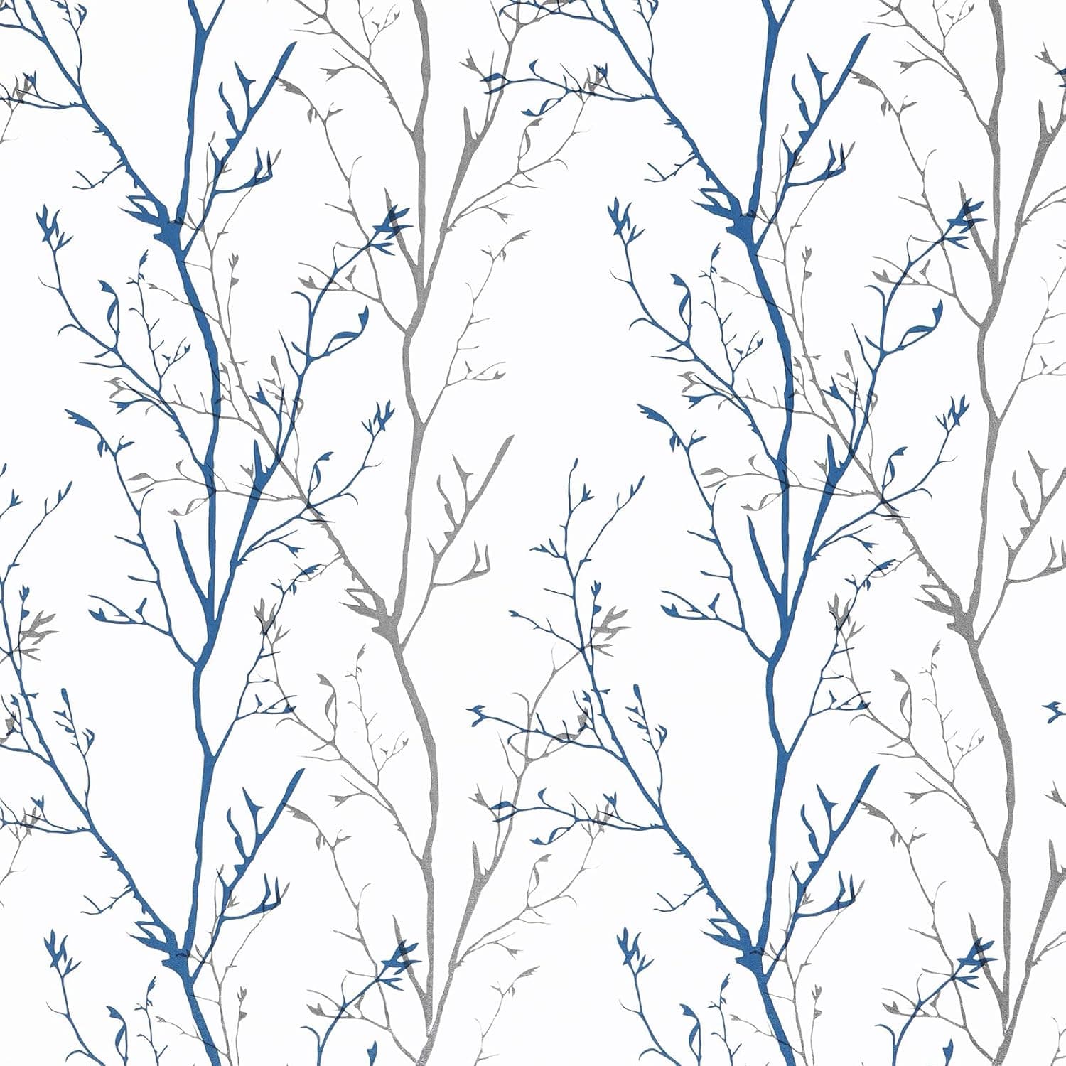 Mecpar Gray Blue Tree Branches Peel and Stick Wallpaper 17.71" x 78.7" Natural Wall Paper Modern Tree Branch Contact Paper Removable Wallpaper Self-Adhesive Vinyl for Furniture Crafts Walls