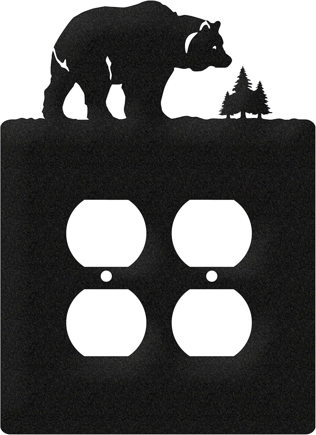 SWEN Products Bear Wildlife Wall Plate Cover (Double Outlet, Black)