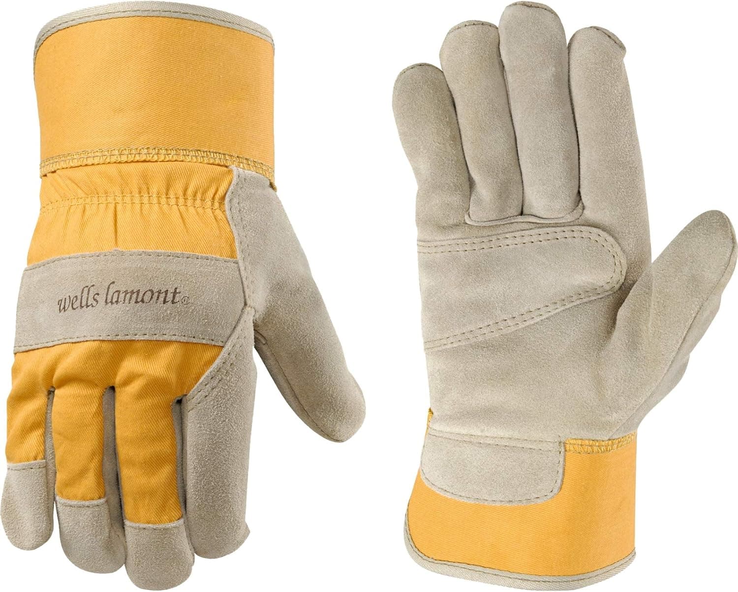 Wells Lamont Women's Heavy Duty Leather Palm Work Gloves with Safety Cuff, Medium (4113M) , Tan