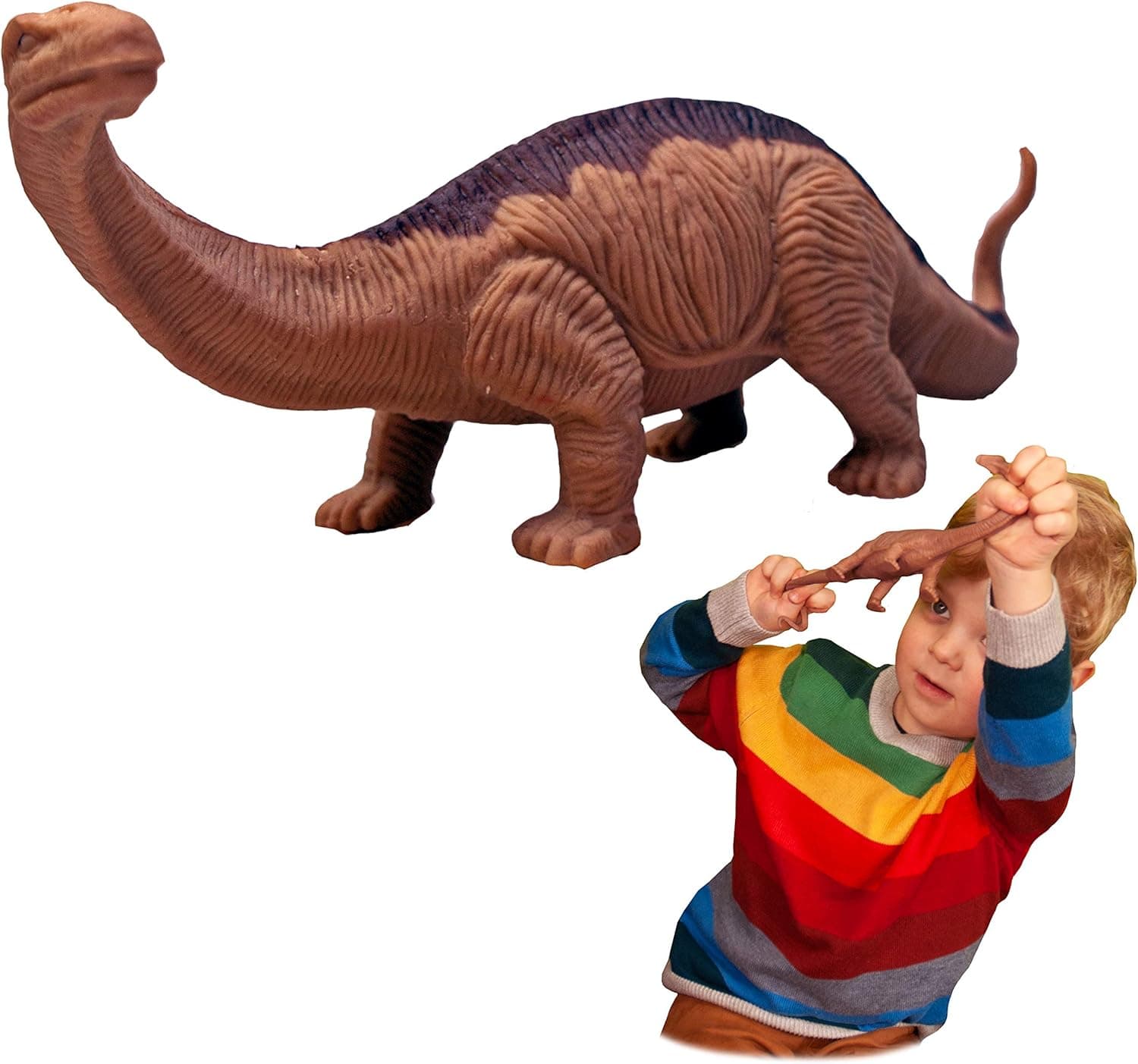 Rep Pals - Brontosaurus, Stretchy Toy from Deluxebase. Super stretchy animal replicas that feel real, great for kids