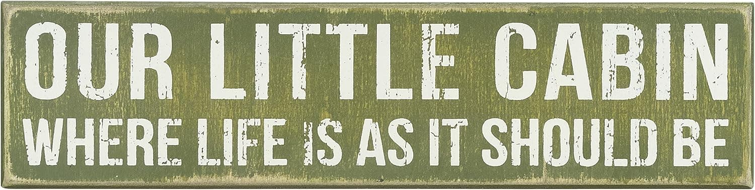 Primitives by Kathy Box Sign, Our Little Cabin, 3 by 12-Inch