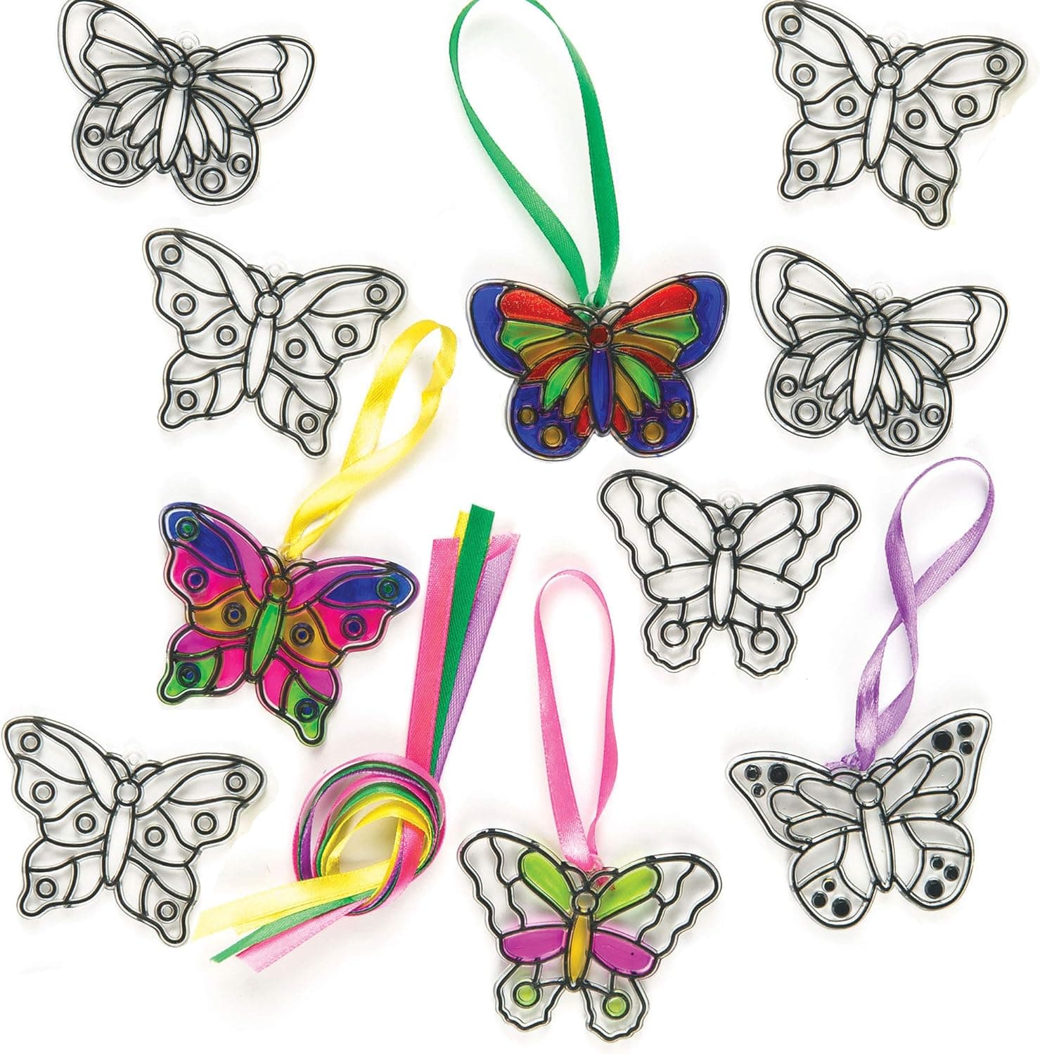 Baker Ross-ET815 Butterfly Mini Suncatcher Decorations (Pack Of 12) For Kids Arts and Crafts, 12pack, Clear