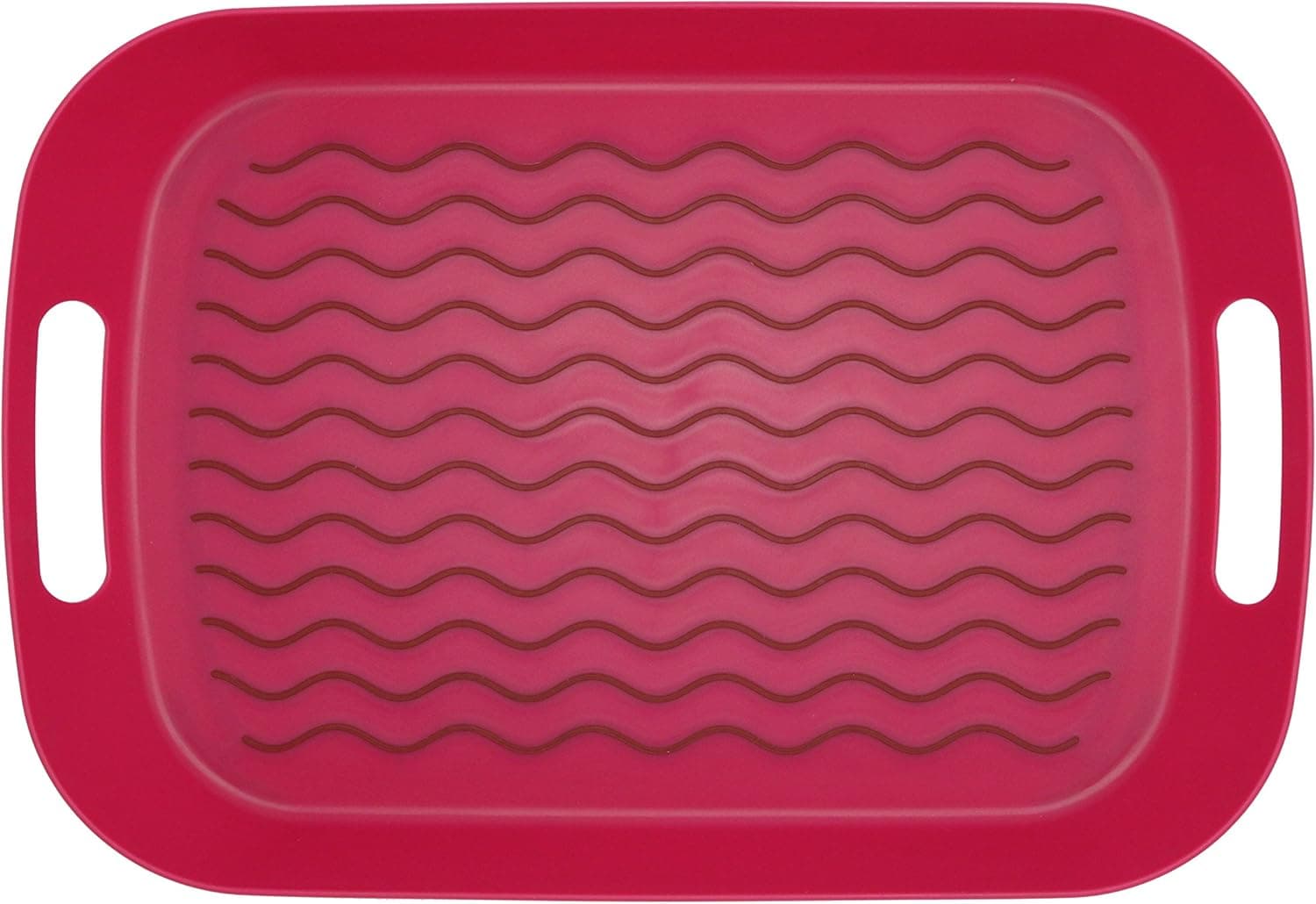 ChopMaster Large Rectangular Anti Slip Serving Tray with Handle (Red)