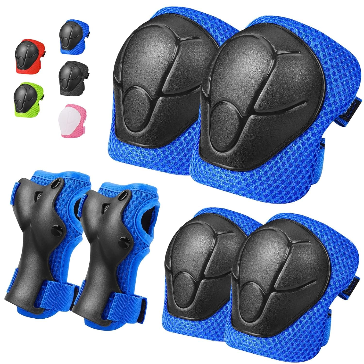 GIEMIT Kids Knee Pads Elbow Pads Ages 3-7 Toddler Boys Girls Kids, 6 in 1 Protective Gear Safety Set with Wrist Guard for Skating Cycling Scooter Bike Ski Skateboard Riding Sports