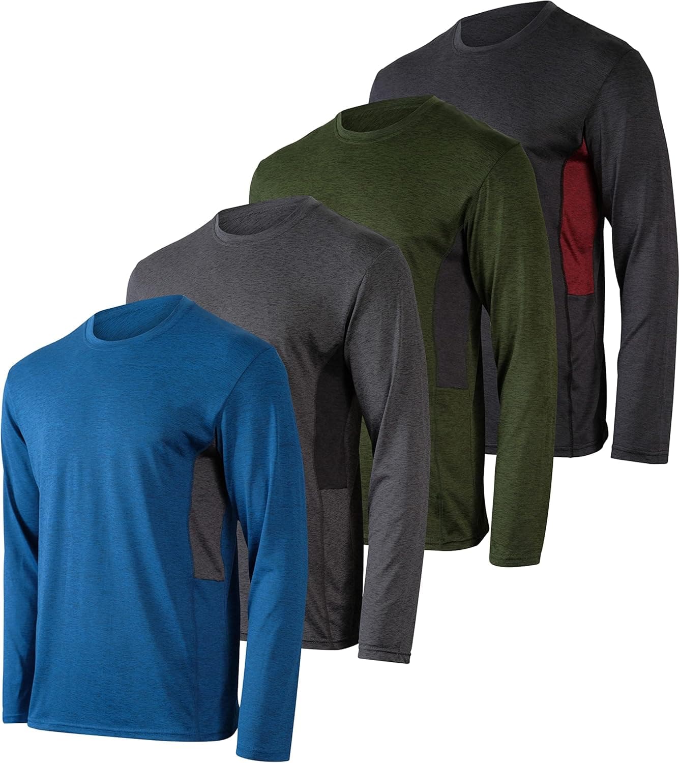 4 Pack: Youth Dry-Fit Moisture Wicking Active Athletic Performance Long-Sleeve T-Shirt Boys & Girls