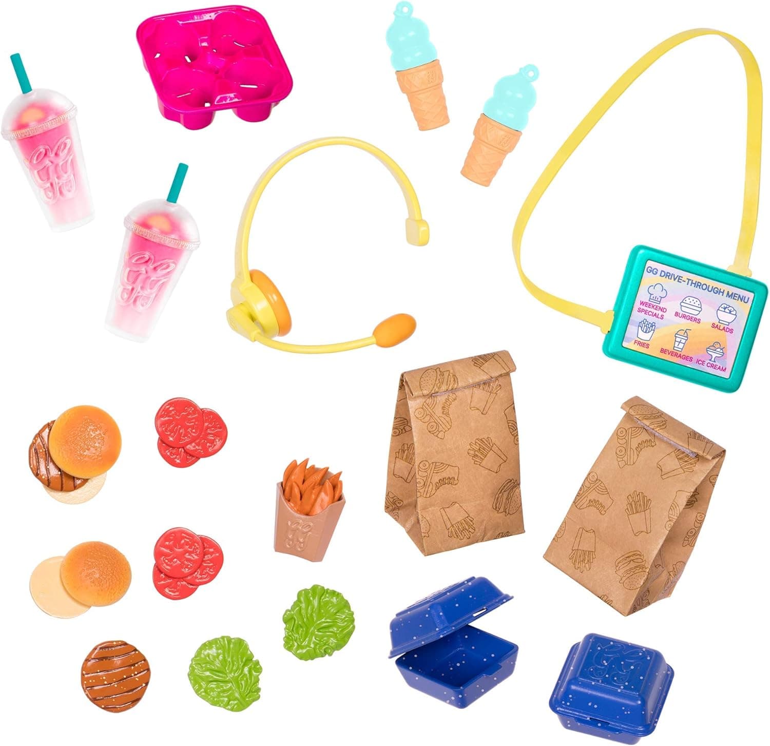 Glitter Girls – GG Drive-Thru Food Set – Can We Take Your Order? – Play Food & Pretend Restaurant Playset for 14-inch Dolls – Toys, Clothes, and Accessories for Kids Ages 3 and Up