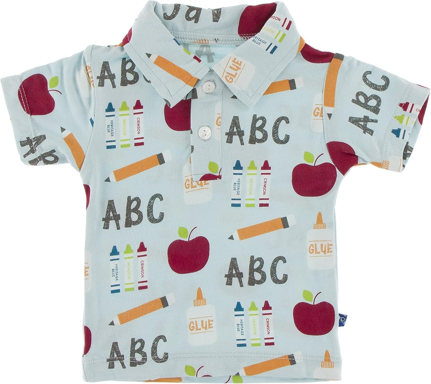 KicKee Pants First Day of School ABCs Polo Tee for Boys, Short Sleeves, I Love School, Soft Baby and Boy Clothes