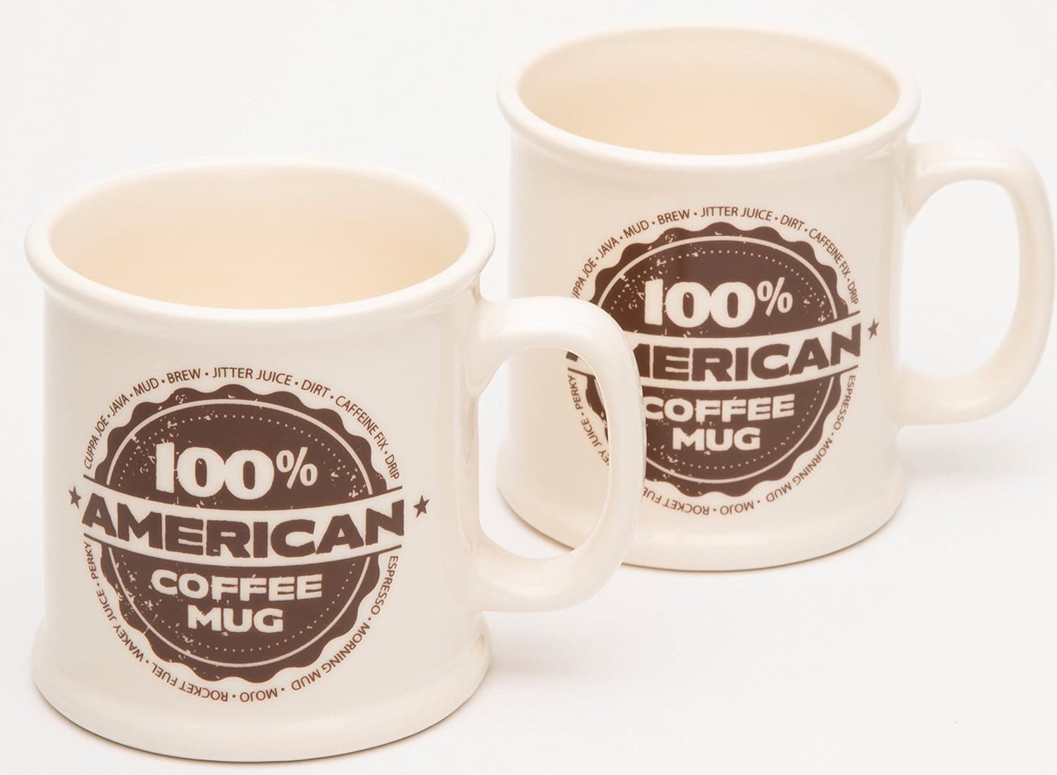 American Mug Pottery Ceramic Coffee Mug, Made in USA, Ivory, 16 oz - Pack of 2