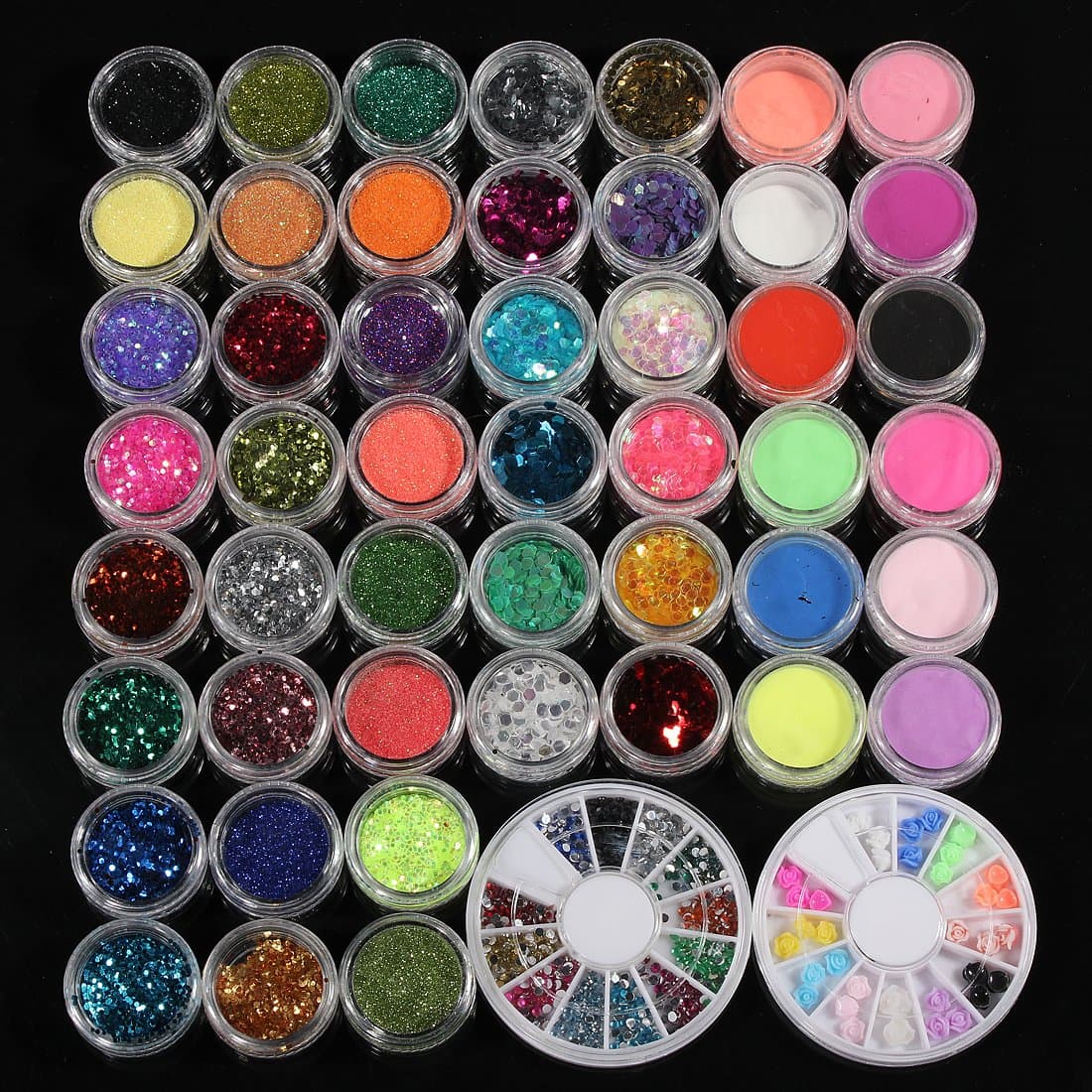 48 Glitter UV Gel Cleanser Primer Nail Art Pen Brush Clipper Glue Top Coat Kit