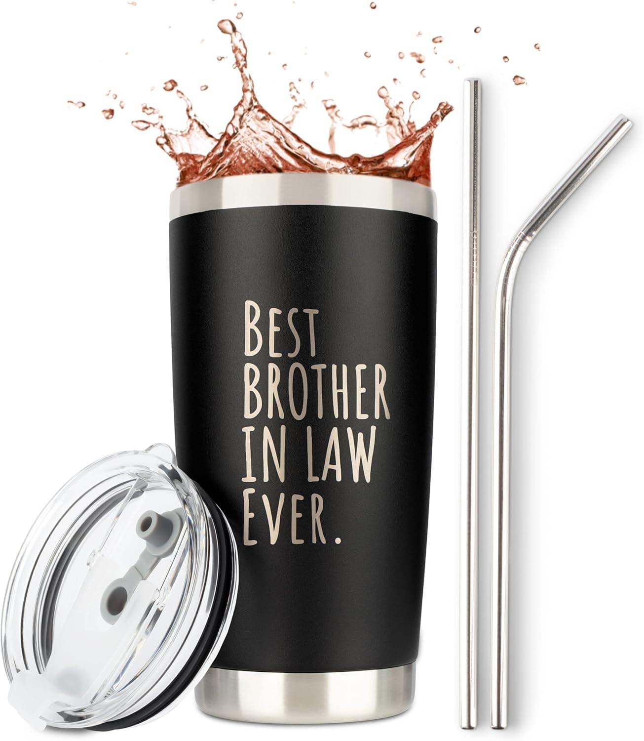 Brother In Law Gifts | Stainless Steel Tumbler with Lid for Hot Coffee or Cold Drinks | Cool Birthday Christmas Cup Unique Best Ever Mug by JENVIO