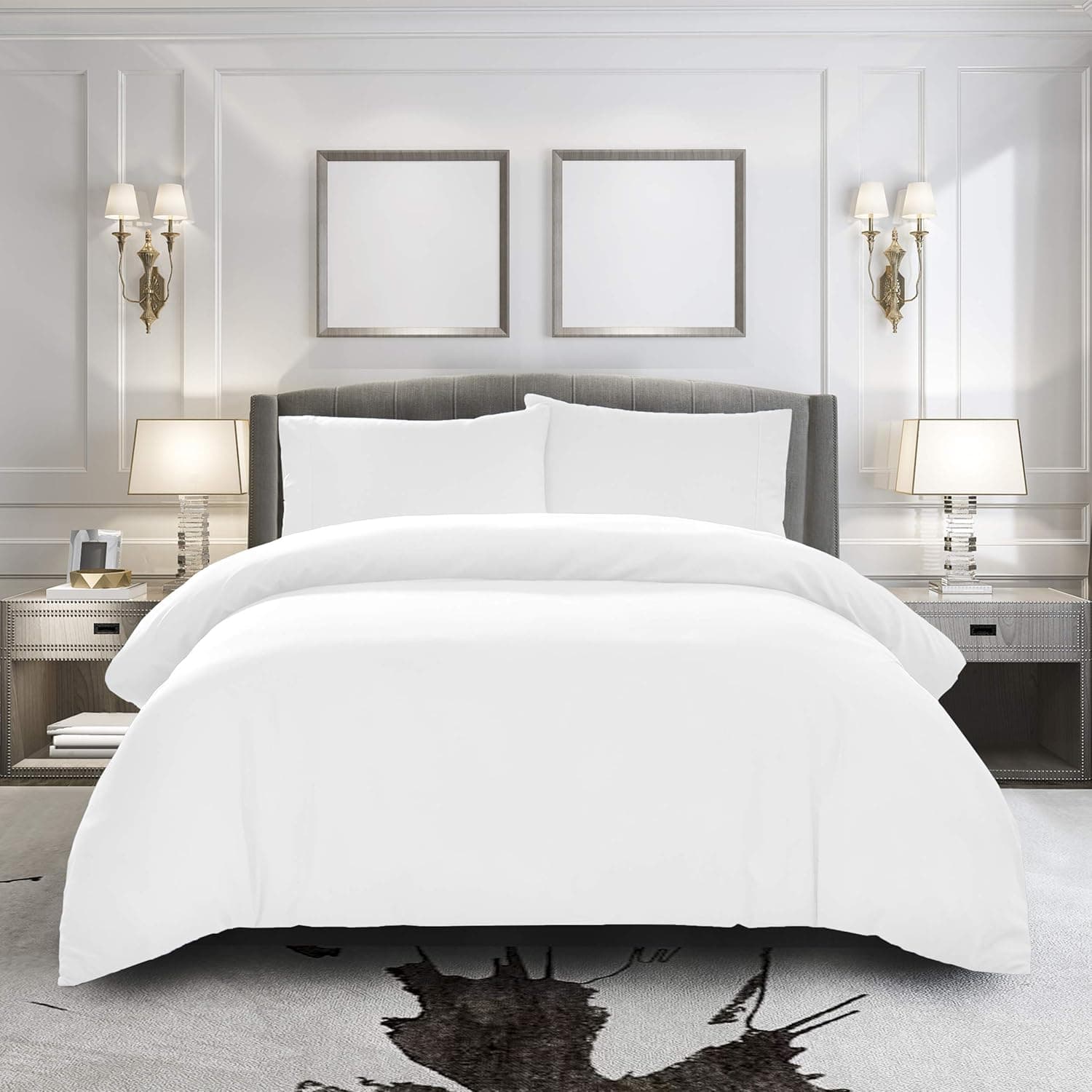 Duvet Cover King [3-Piece, White] - 1 Comforter Protector with Zipper Flap and 2 Pillowcases - Hotel Luxury 1800 Brushed Microfiber - Ultra Soft, Cool and Breathable Comforter Cover (Sheet Only. No Insert)