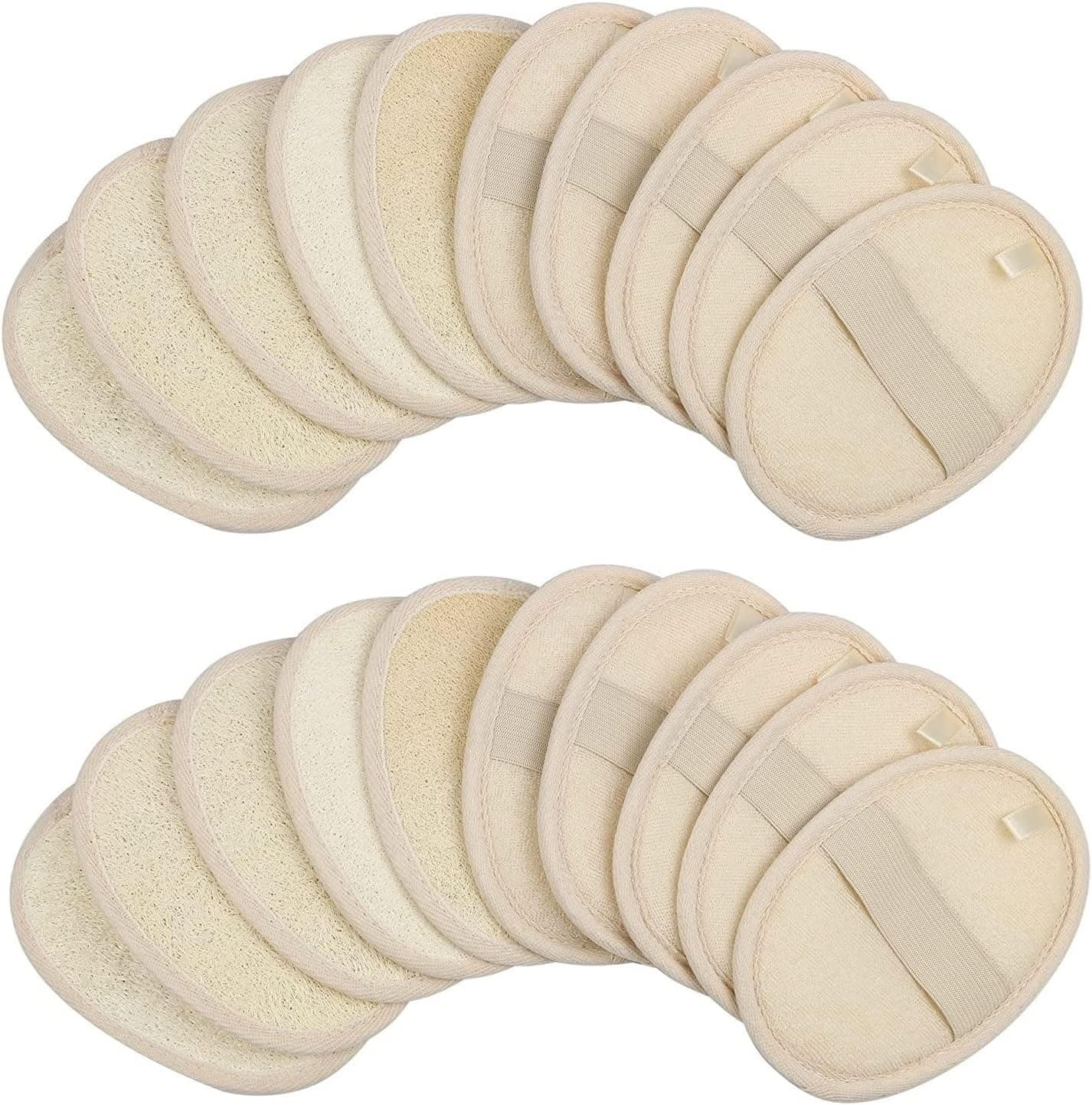 Exfoliating Loofah Sponge Pads,Large 4x5.7-100% Natural Luffa and Terry Cloth Materials,Loofa Sponge Scrubber Body Glove Close Skin for Men and Women,Perfect for Bath Spa and Shower 20 Pack