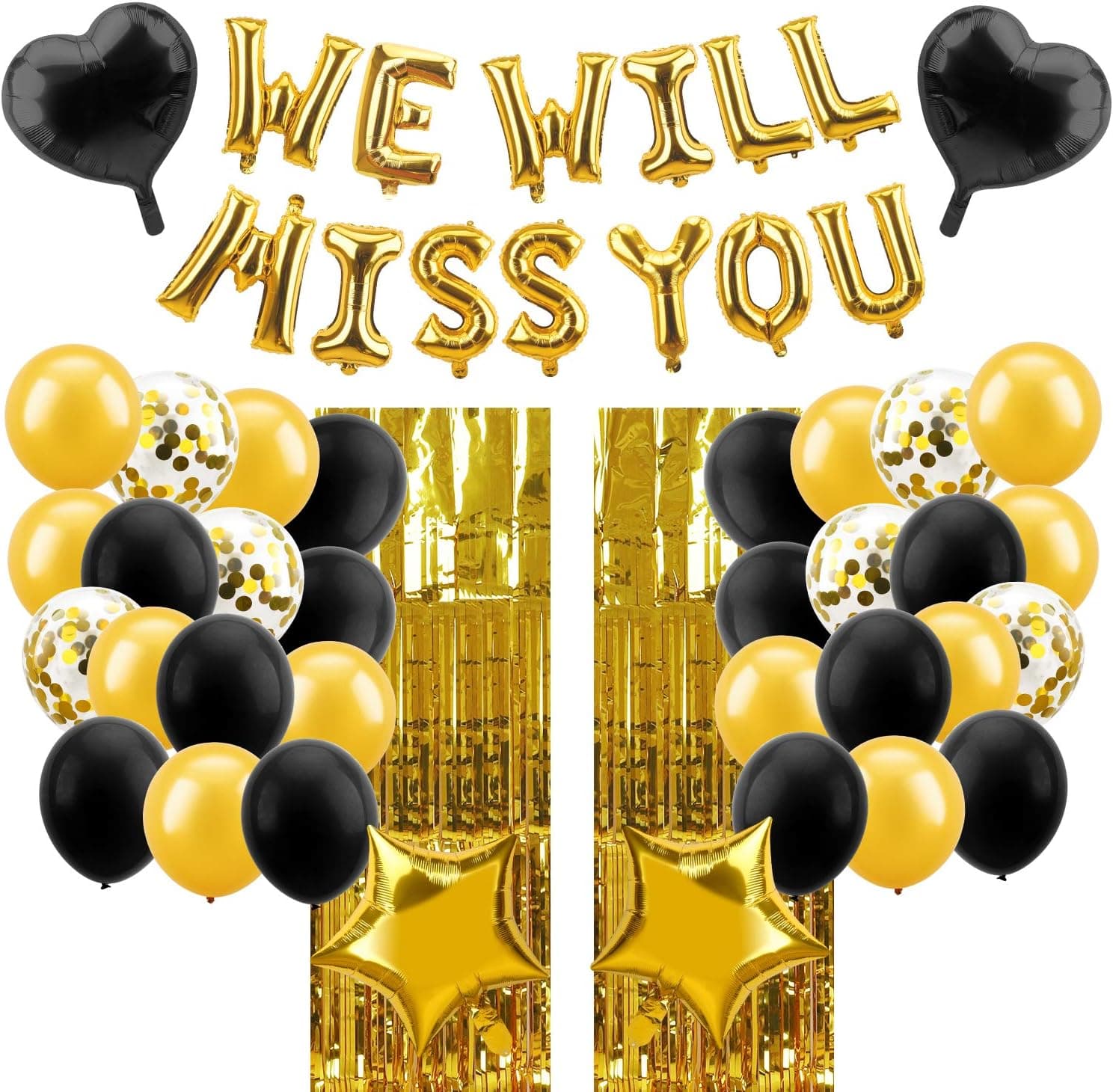 Luxiocio We Will Miss You Balloon Banner Decorations Kit, 49Pcs, Farewell Party Decorations, Gold Retirement Party Office Work Party Going Away Party Supplies