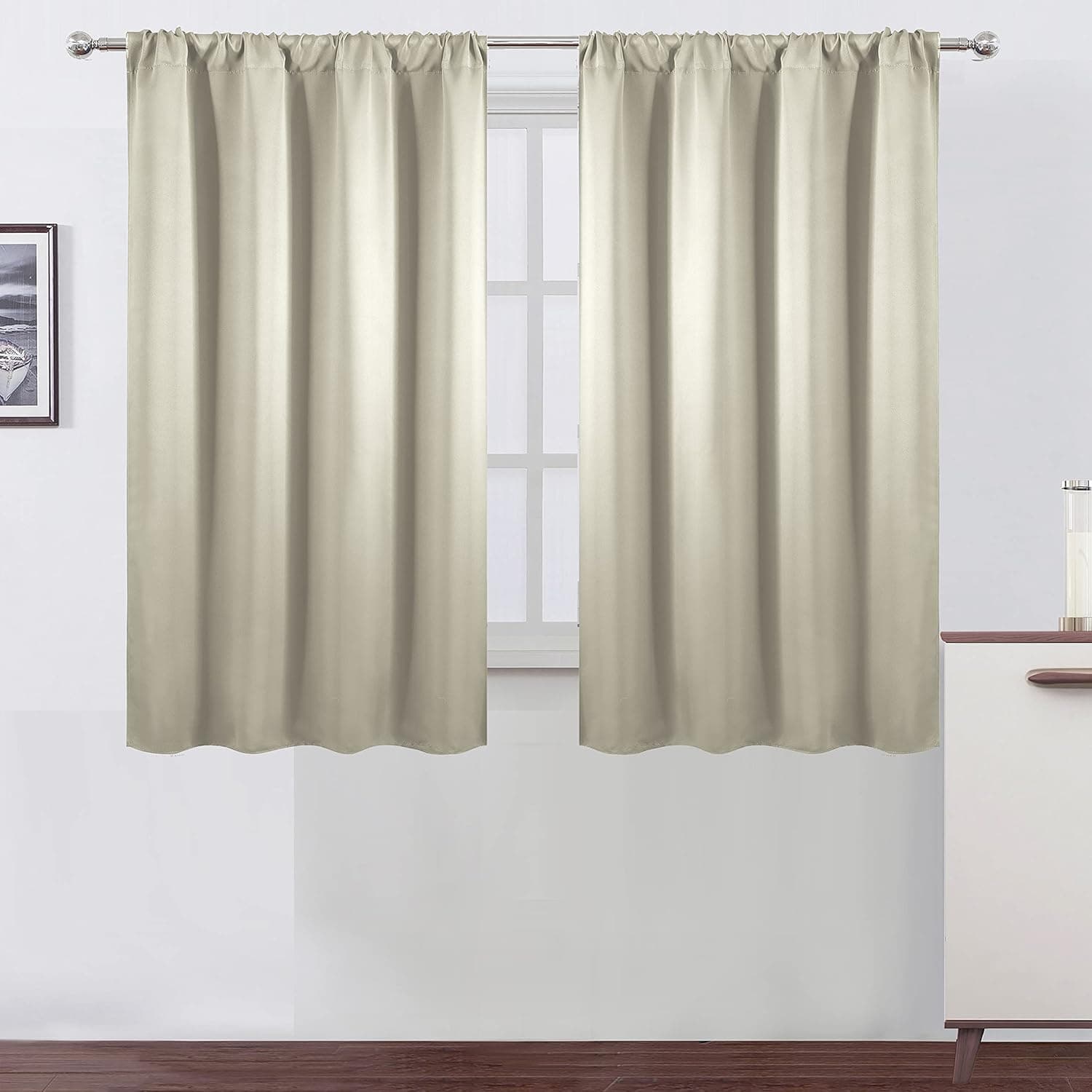 LEMOMO Light Beige Blackout Curtains/42 x 54 Inch/Set of 2 Panels Room Darkening Curtains for Bedroom