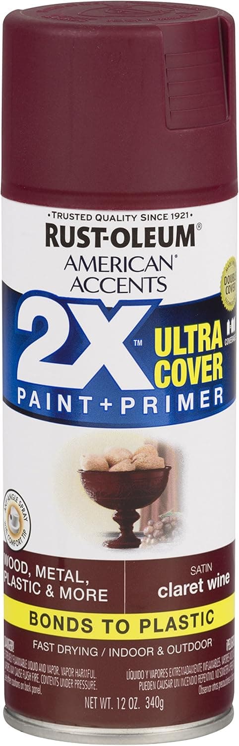 Rust-Oleum 327940 American Accents Spray Paint, 12 Ounce, Satin Claret Wine, 11 Ounce