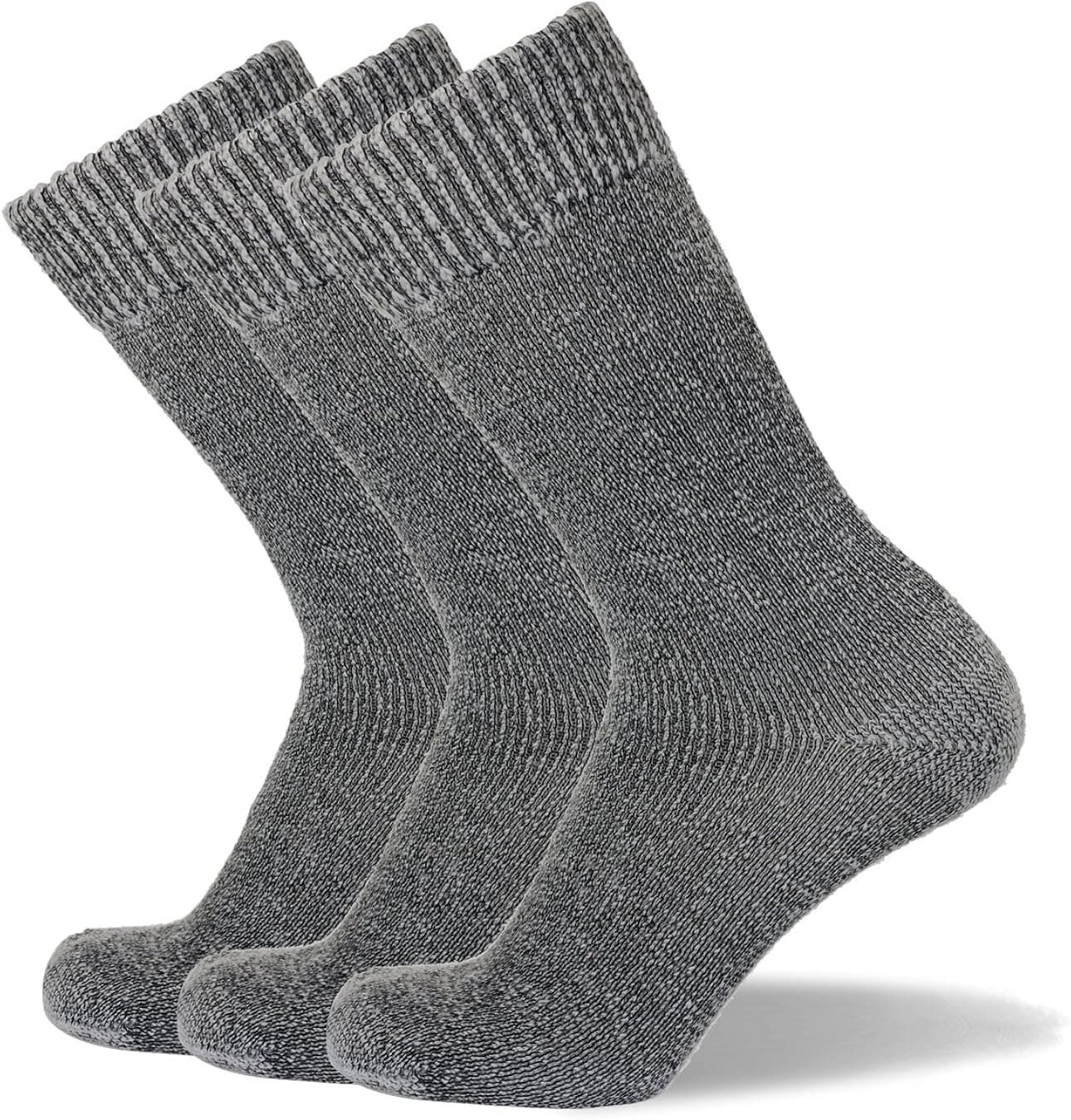 Well Knitting 3 Pairs Mens Heavy Duty Merino Wool Blend Outdoor Working Hiking Socks (11-14)