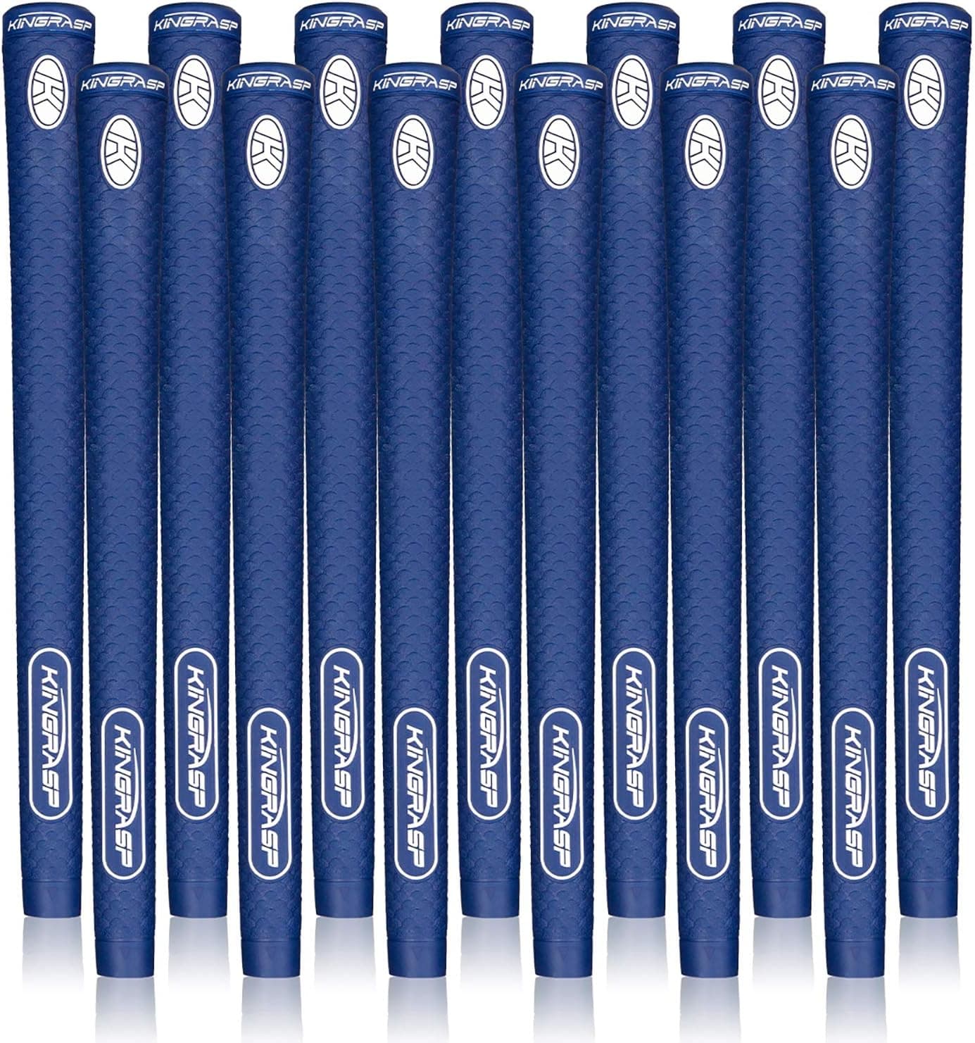 KINGRASP High Traction Rubber Golf Grips 13 Grips Medium Size, 19 Color Choices,Soft Rubber Golf Club Grips,Anti-Slip Pattern,Super Stability midsize Golf Grips (Blue/White, midesize)