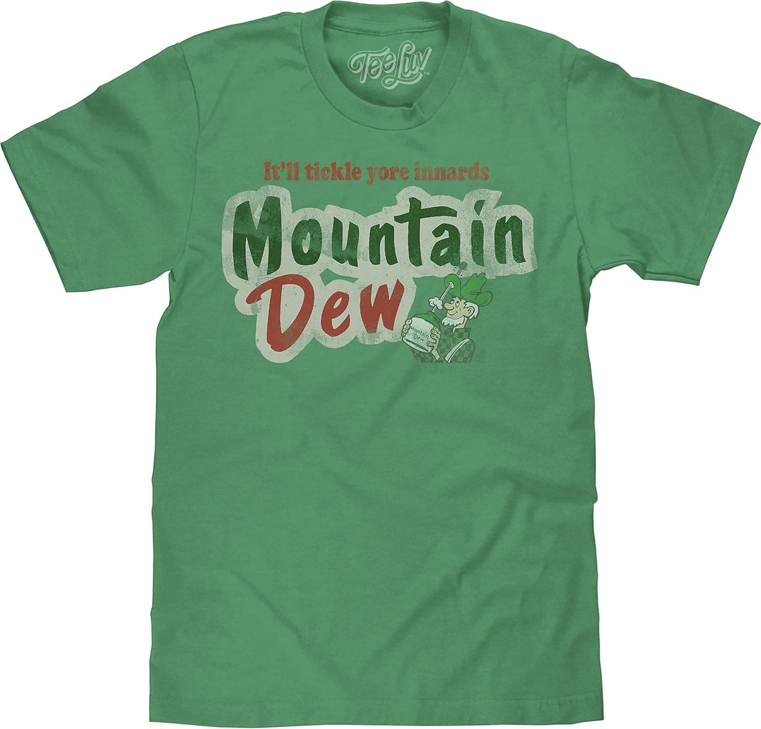 Tee Luv Men's Big and Tall Mountain Dew Shirt - Faded MTN Dew Soda Logo T-Shirt