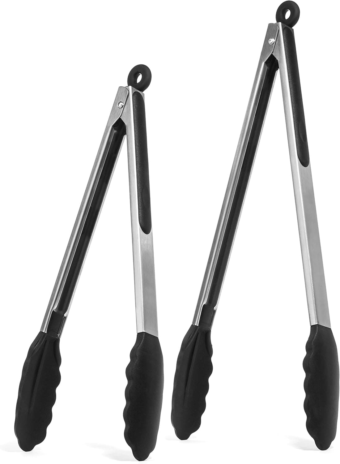 Stainless Steel Tongs Set - Salad Tongs - Serving Tongs - Kitchen Tongs - 12 Inch & 14 Inch Cooking Tongs With Silicone Tips, Perfect Tongs For All Food & BBQ - Kitchen Utensils