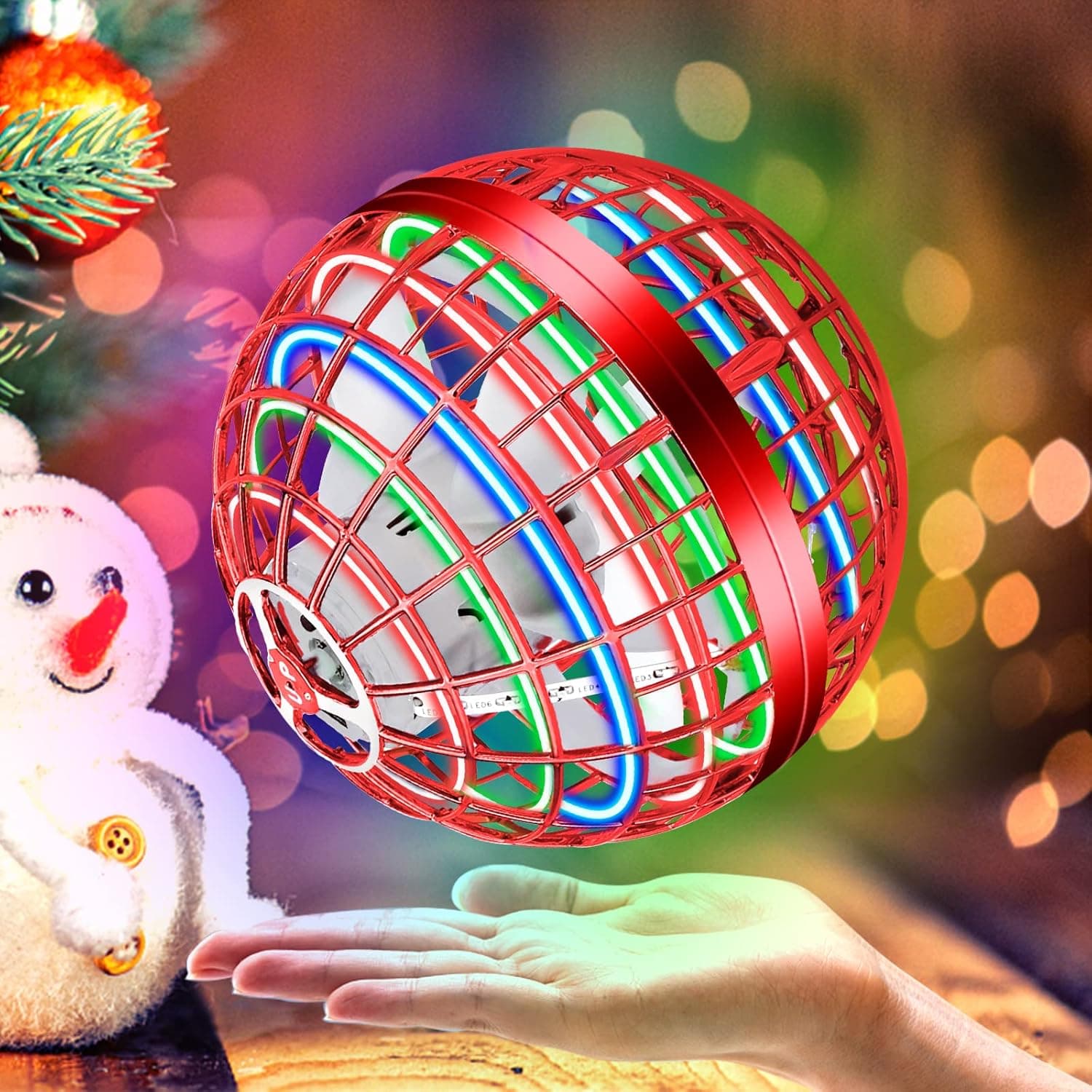 Chricozy Flying Orb Flying Ball Toys Hover Ball for Kids Adults Magic Flying Orb with LED Light 360°Rotating Indoor Outdoor Hot Toys for Birthday Party(Red)