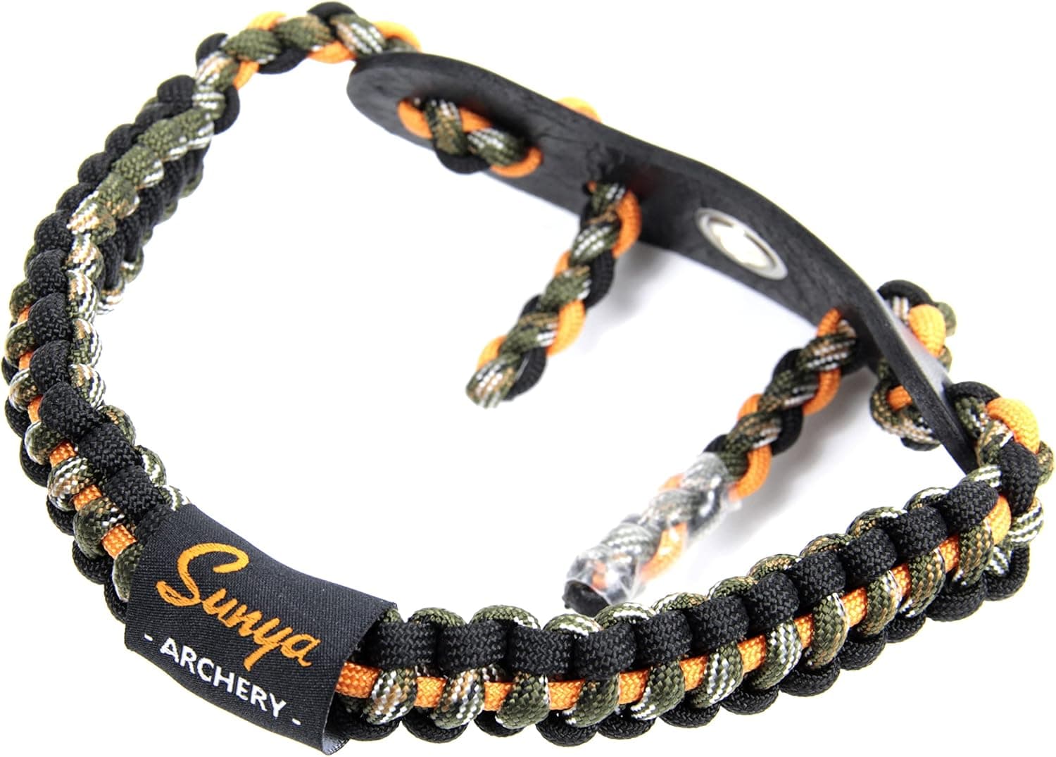SUNYA Archery Bow Wrist Sling, 550 Paracord Strap Comfortable on Hand.100% Full Grain Leather Yoke, Multiple Camo Colors.Fit Compound Bow Stabilizer & Recurve.