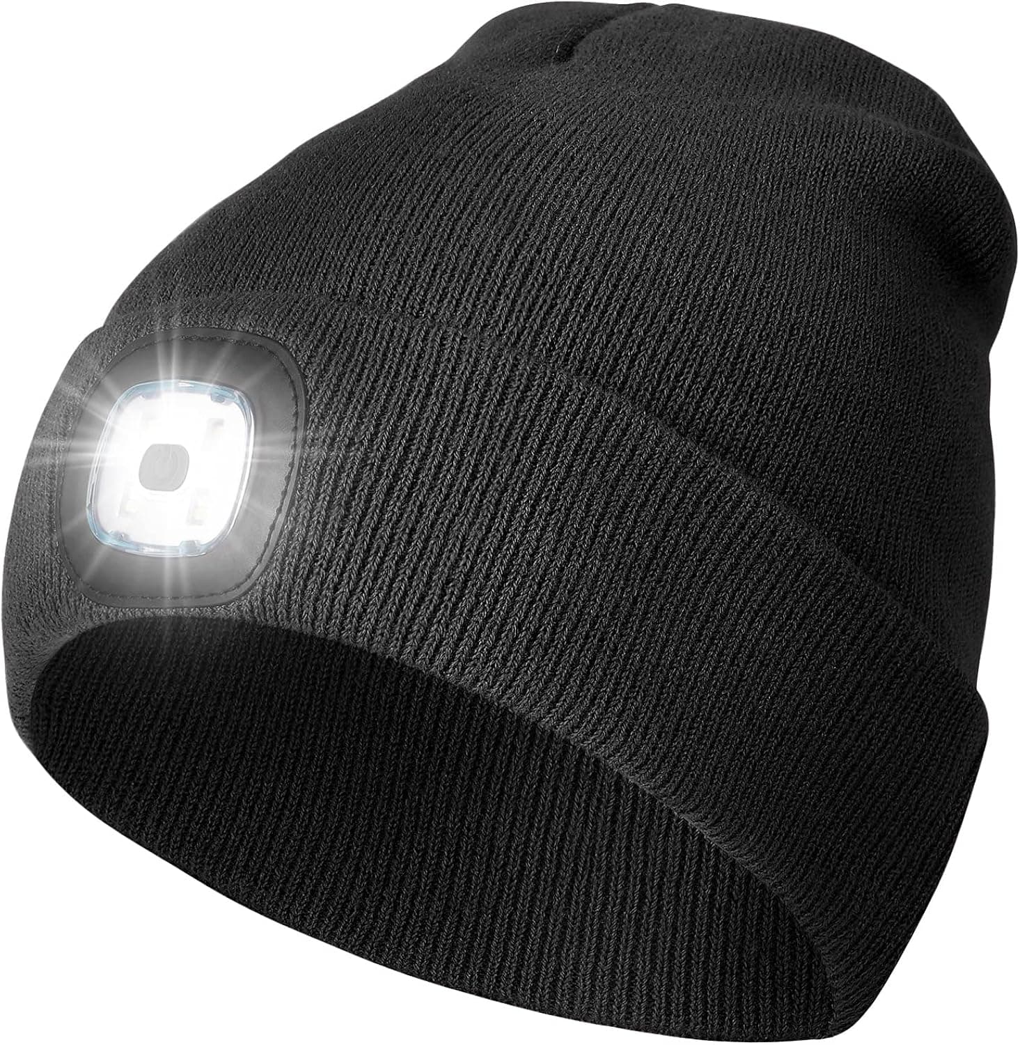MoKo LED Beanie Hat with Light for Men Women, Running Night Lighted Hat Cap Winter Knitted Warm Hands Free Headlamp Cap Hat